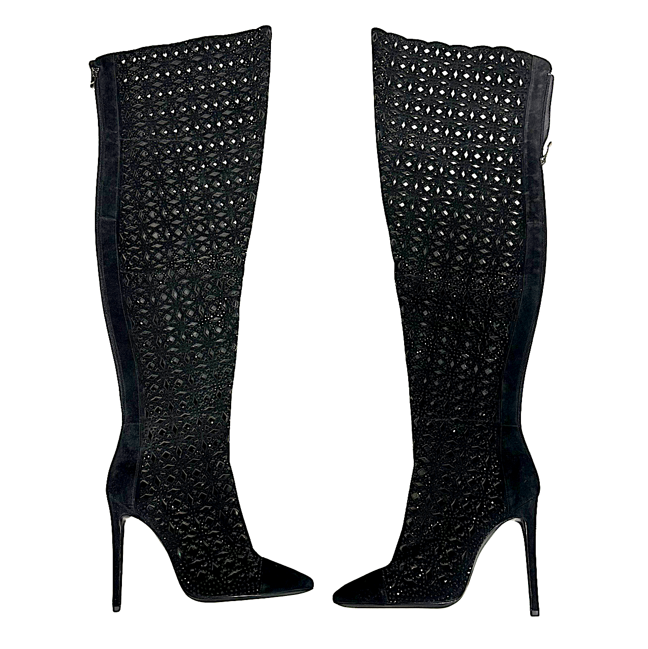 LASER CUT OUT X CRYSTAL THIGH HIGH SIZE 38 W