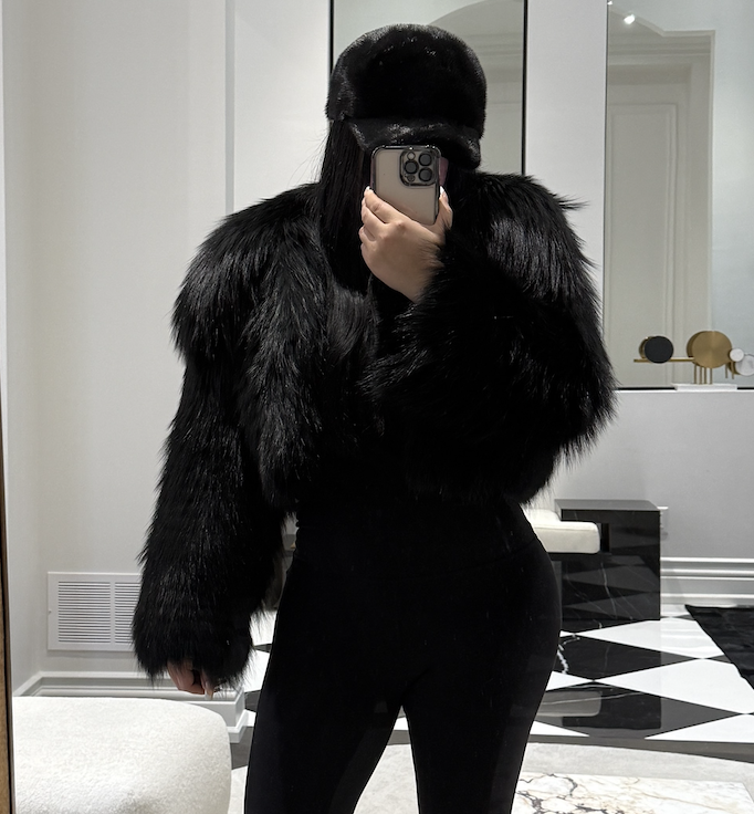 SHAWL COLLAR BLACK FOX BOMBER (6/8 US)