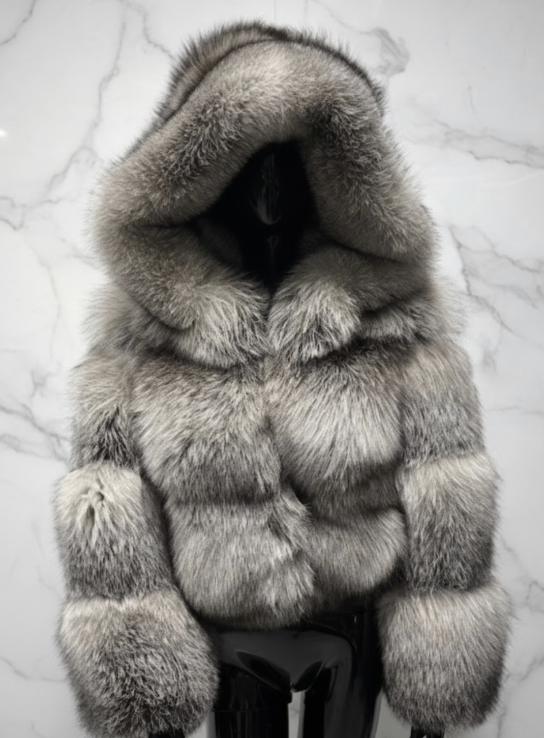 HOODED CROPPED BOMBER (SIBERIAN GREY) M/L