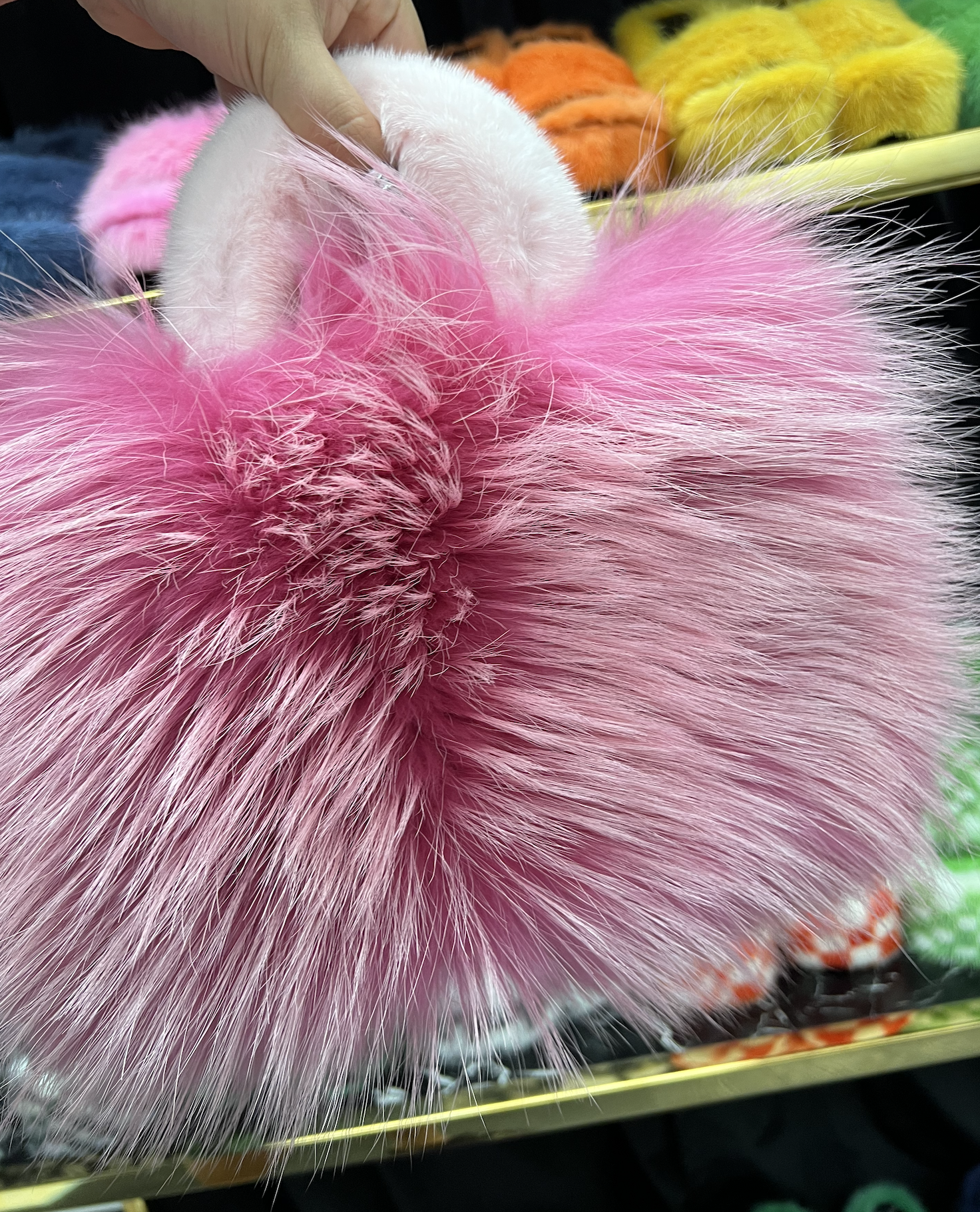 PINK FOXXY BAG (WHITE MINK TOP HANDLE)