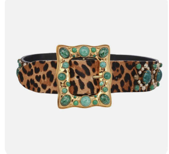 DOCE & GABBANA Leopard Calf Hair Belt (Size 80/32)