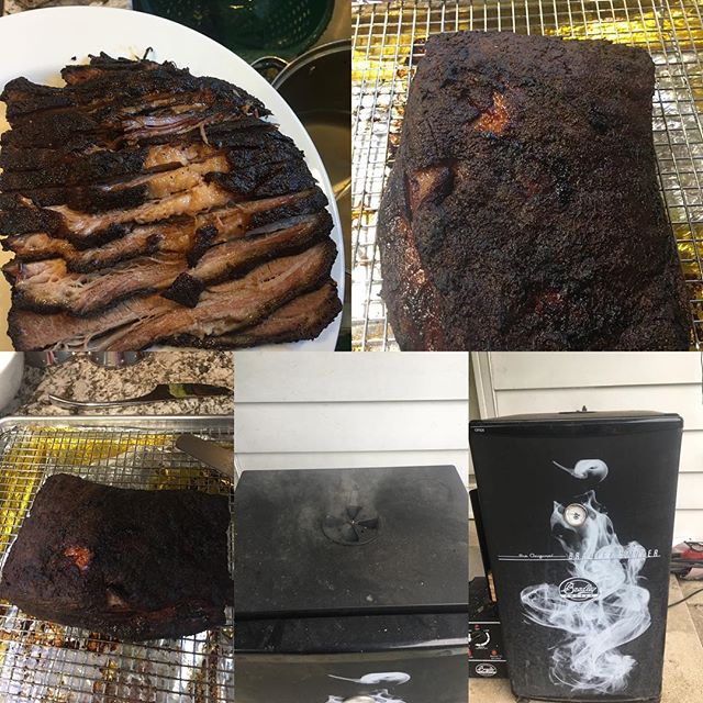 Beef brisket in the smoker