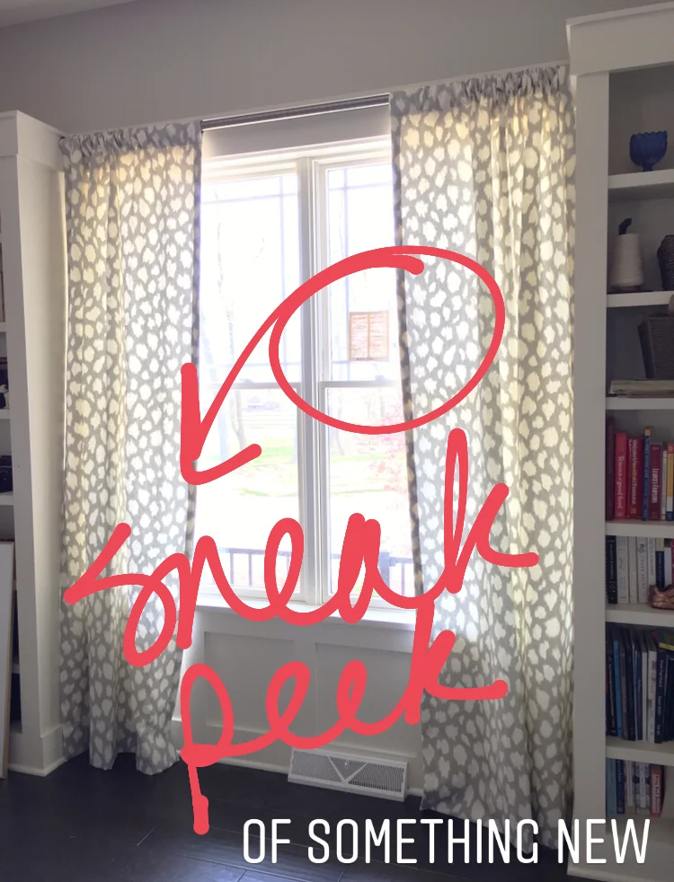 Custom Calico drapes in Kate Spade LeoKat Silver fabric. Farmhouse Redefined.