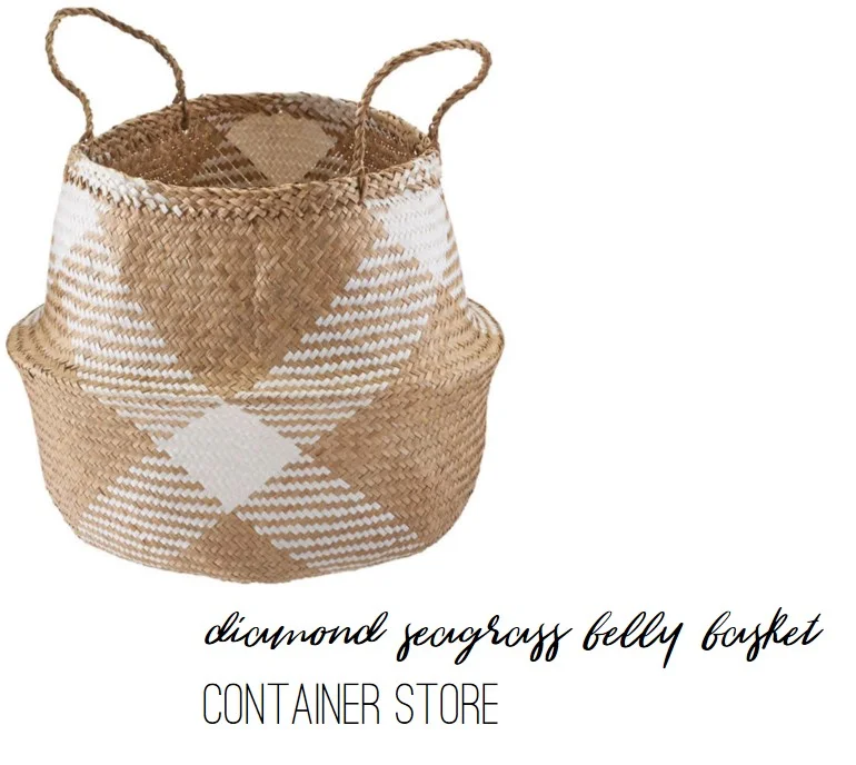 Diamond Seagrass Belly Basket by Container Store