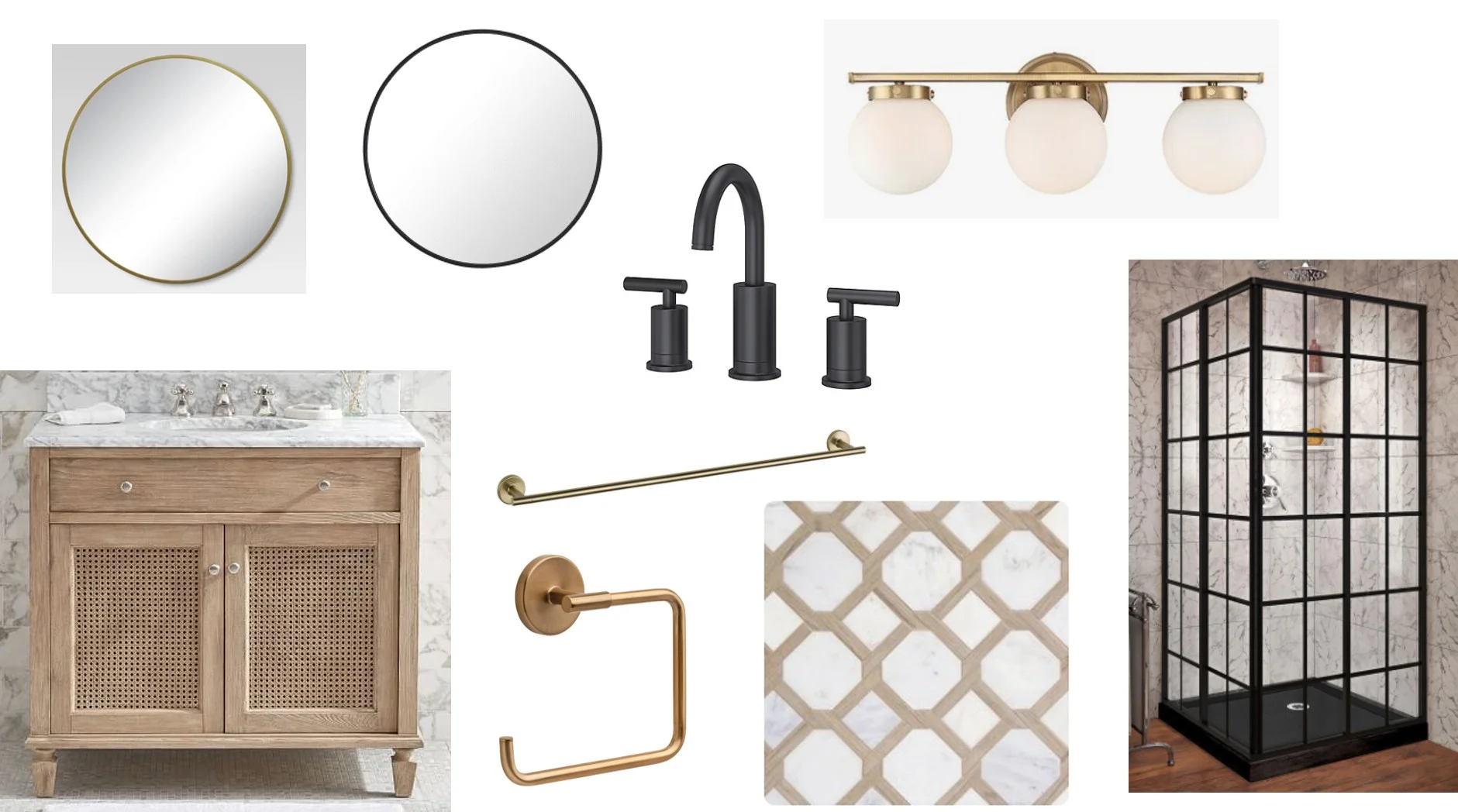 Neutral-modern bathroom mood board by Farmhouse Redefined.