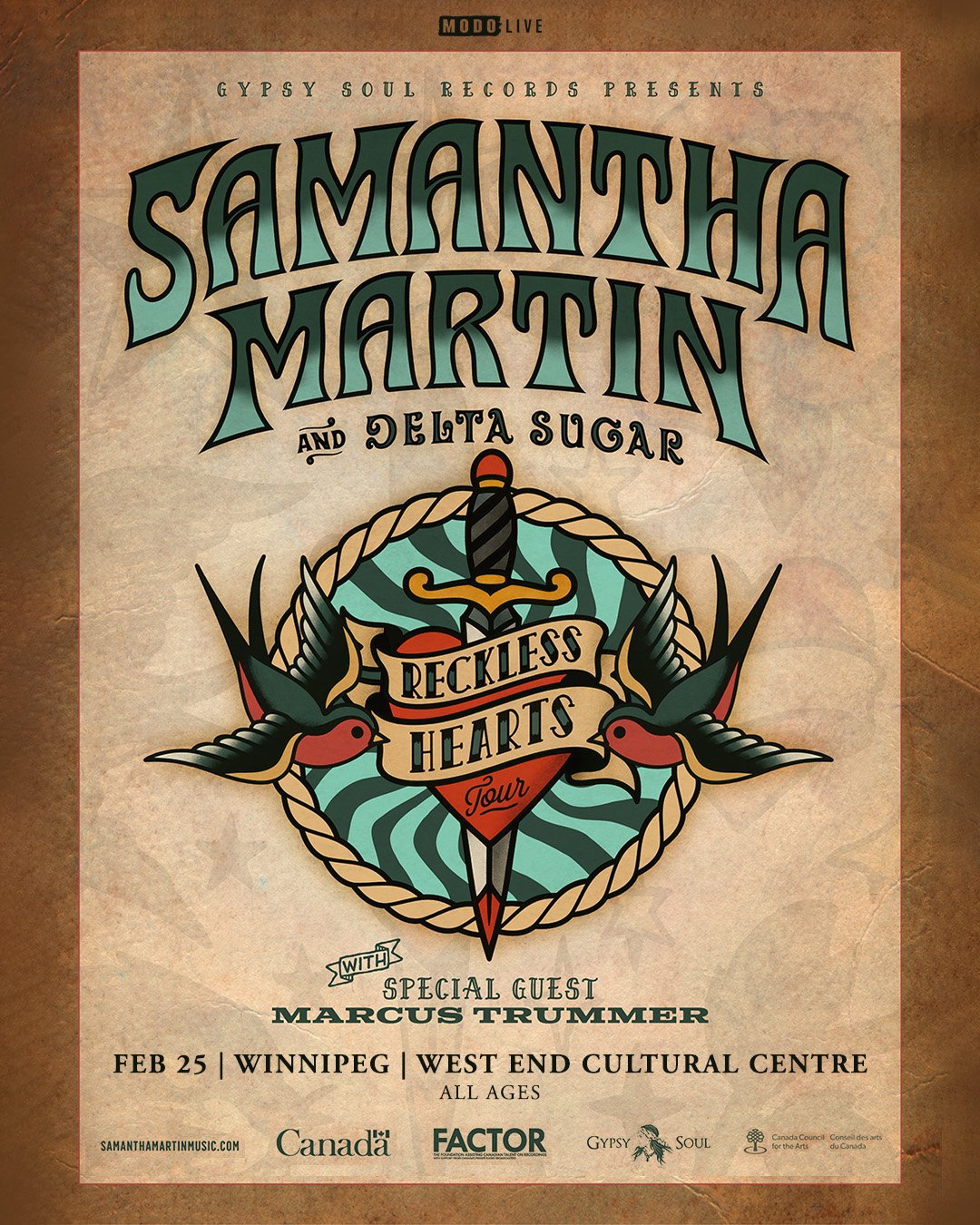 Samantha Martin &amp; Delta Sugar&nbsp;with Marcus Trummer&nbsp;- Reckless Hearts Tour