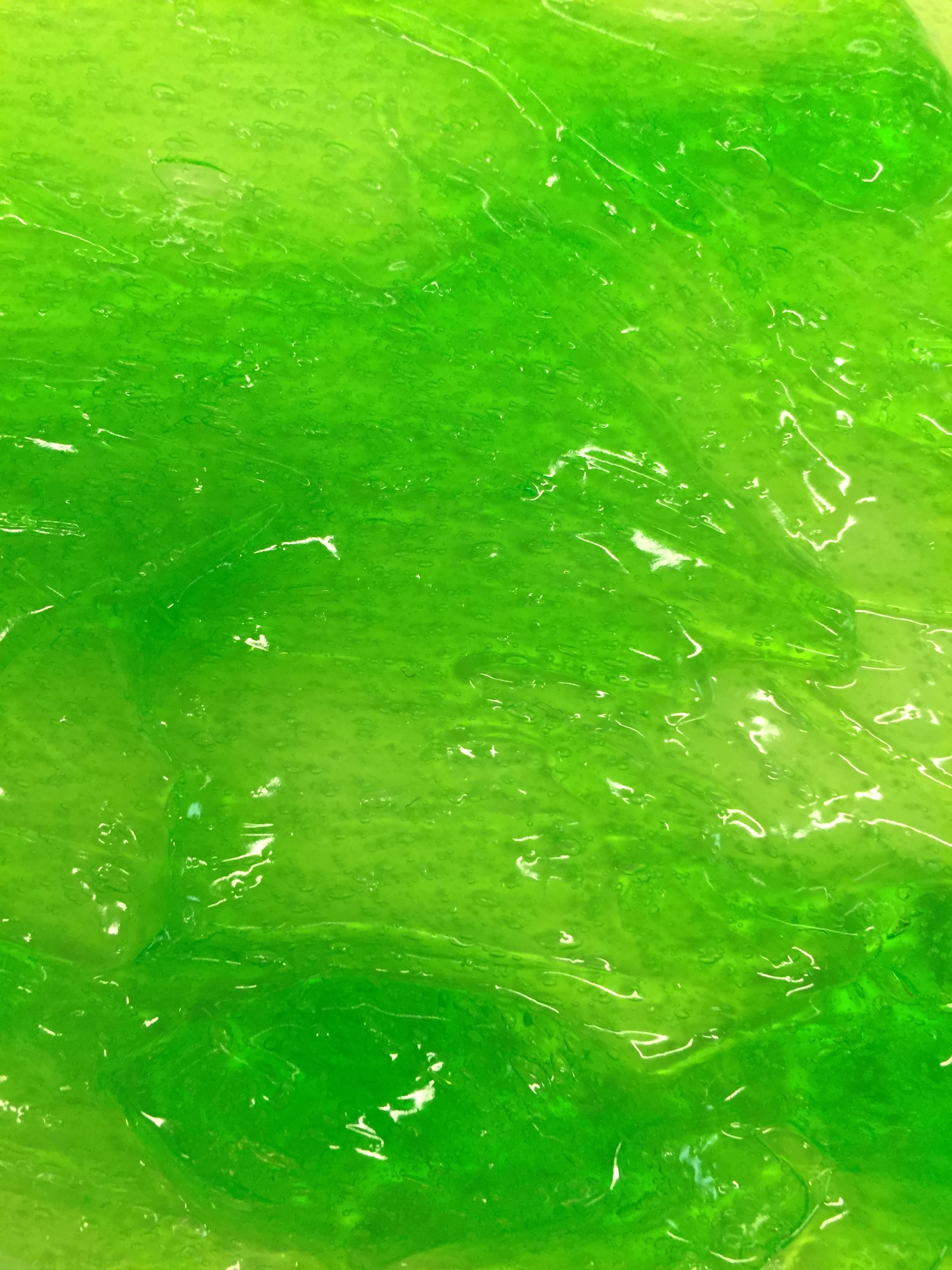 Green hair gel used to create the texture of the characters. 