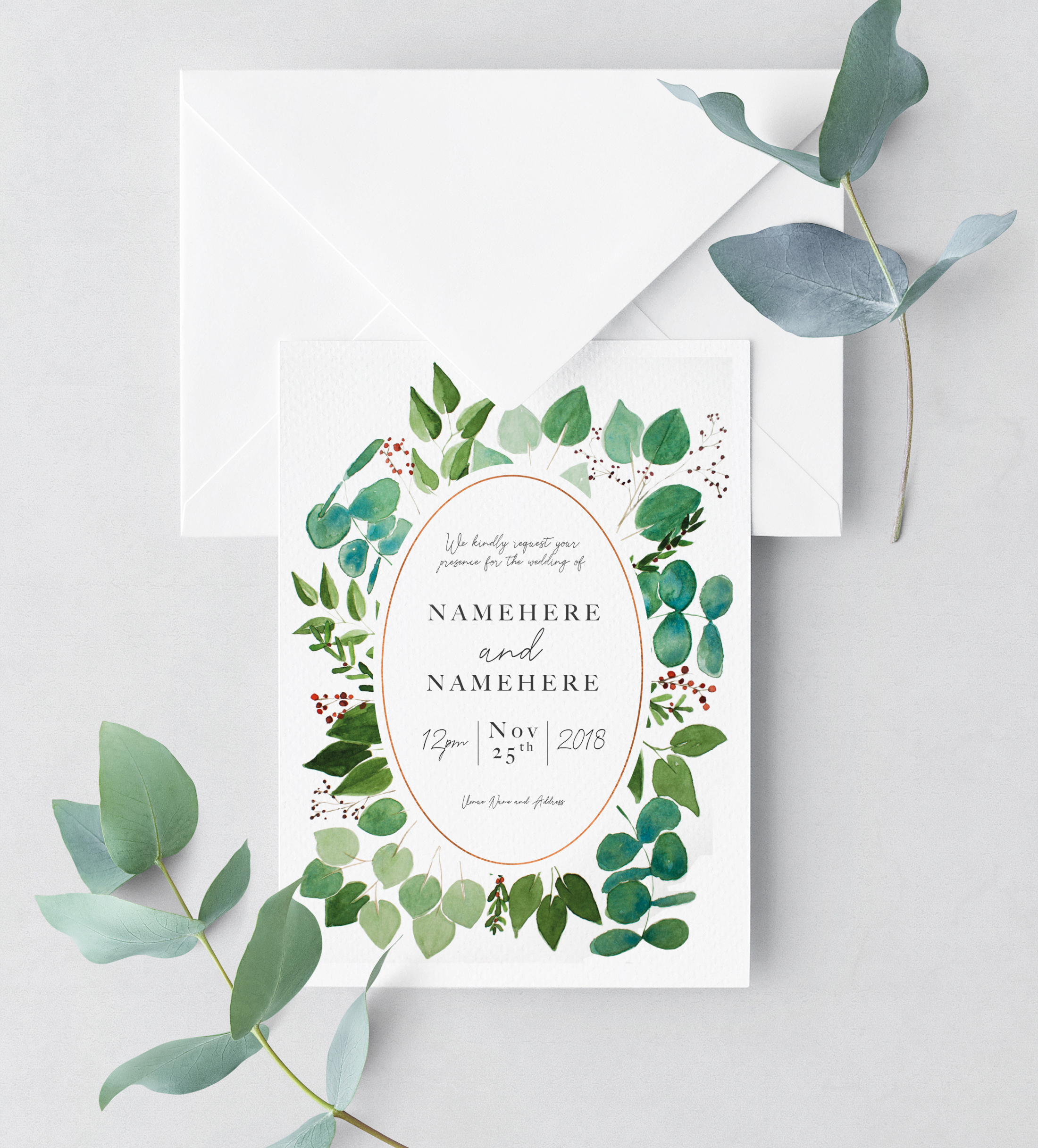 Winter Wreath Wedding Stationery