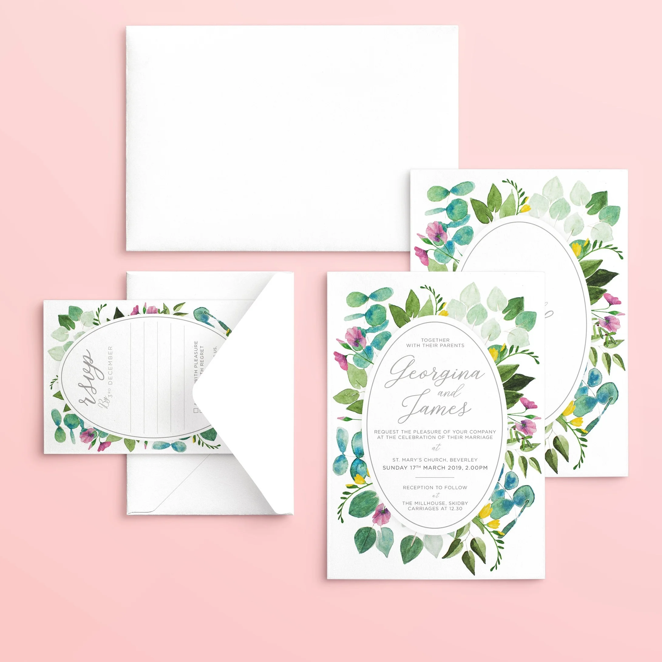 Spring Wreath Wedding Stationery