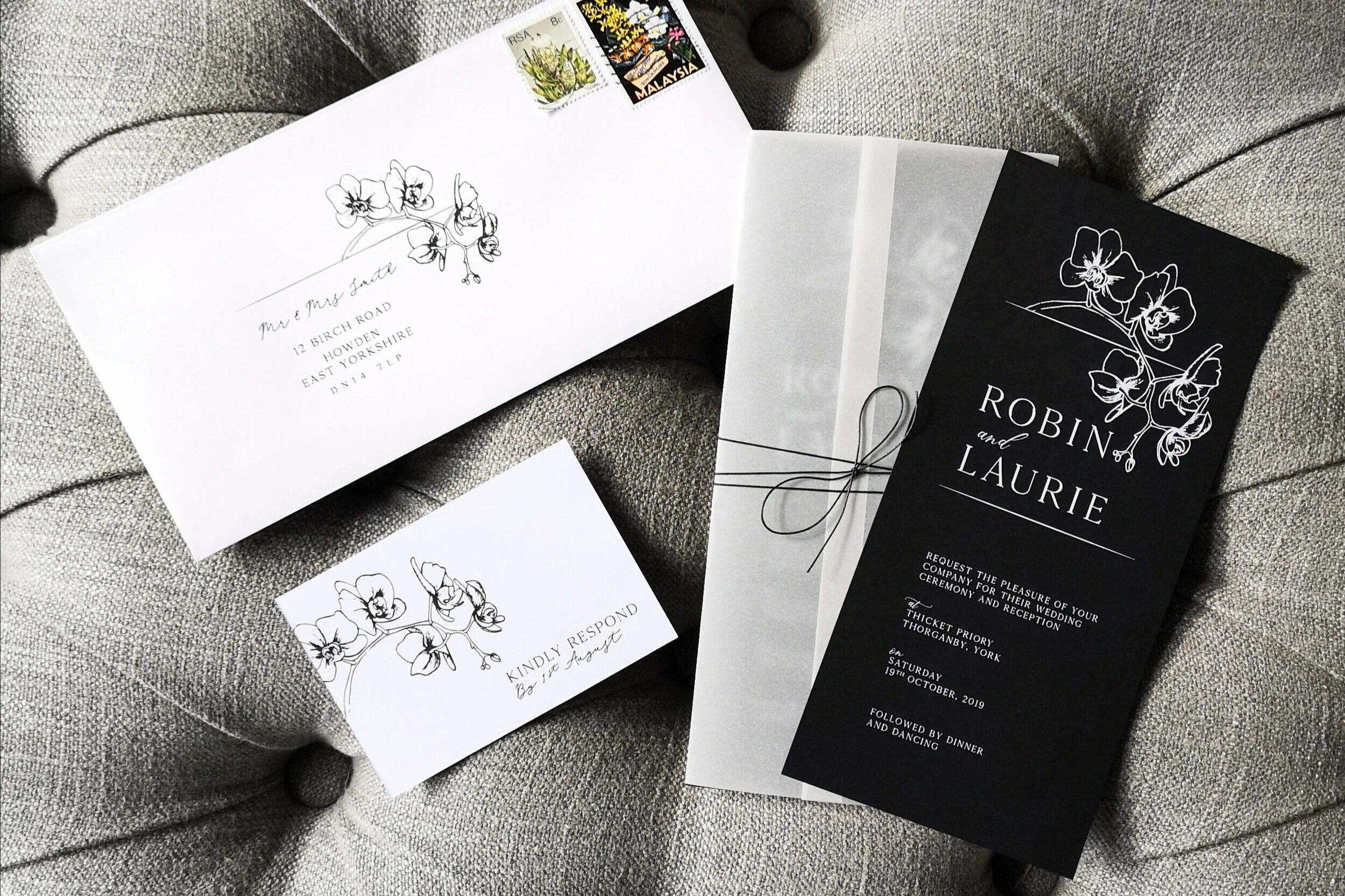 Orchid White Ink Wedding Stationery