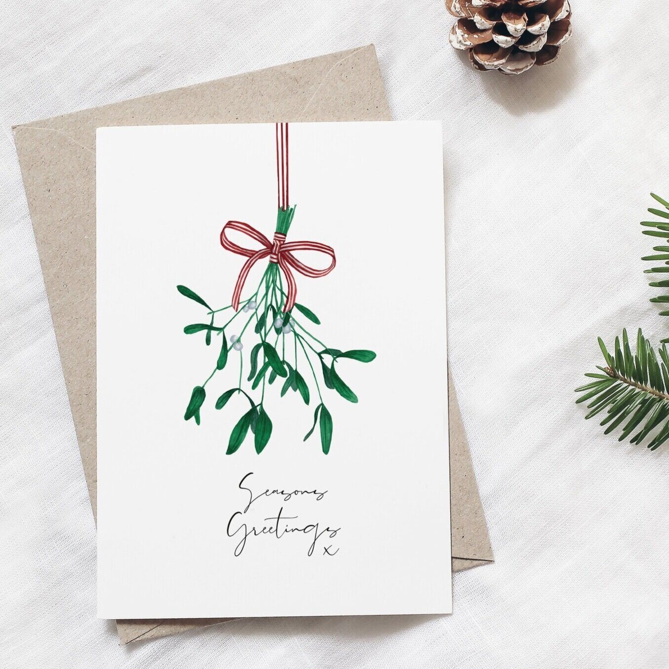 Mistletoe hand-painted Christmas Card