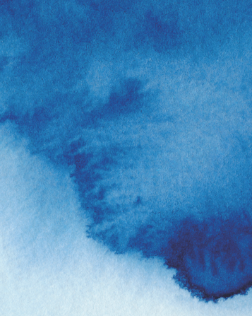 Abstract watercolor painting with shades of blue from light to dark.