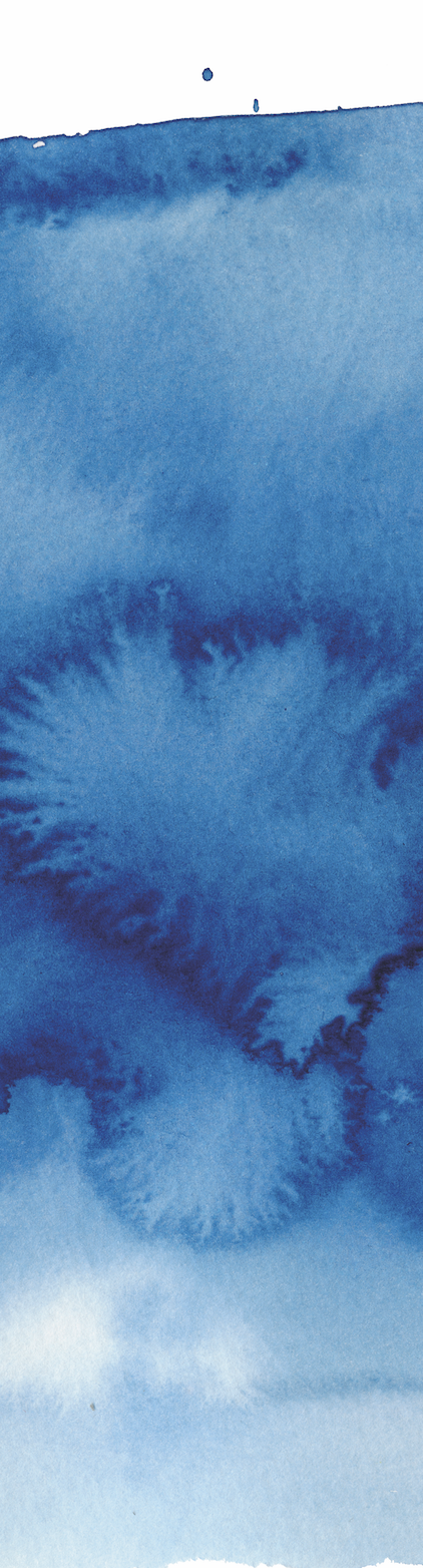 Blue watercolor abstract design resembling clouds or sky.