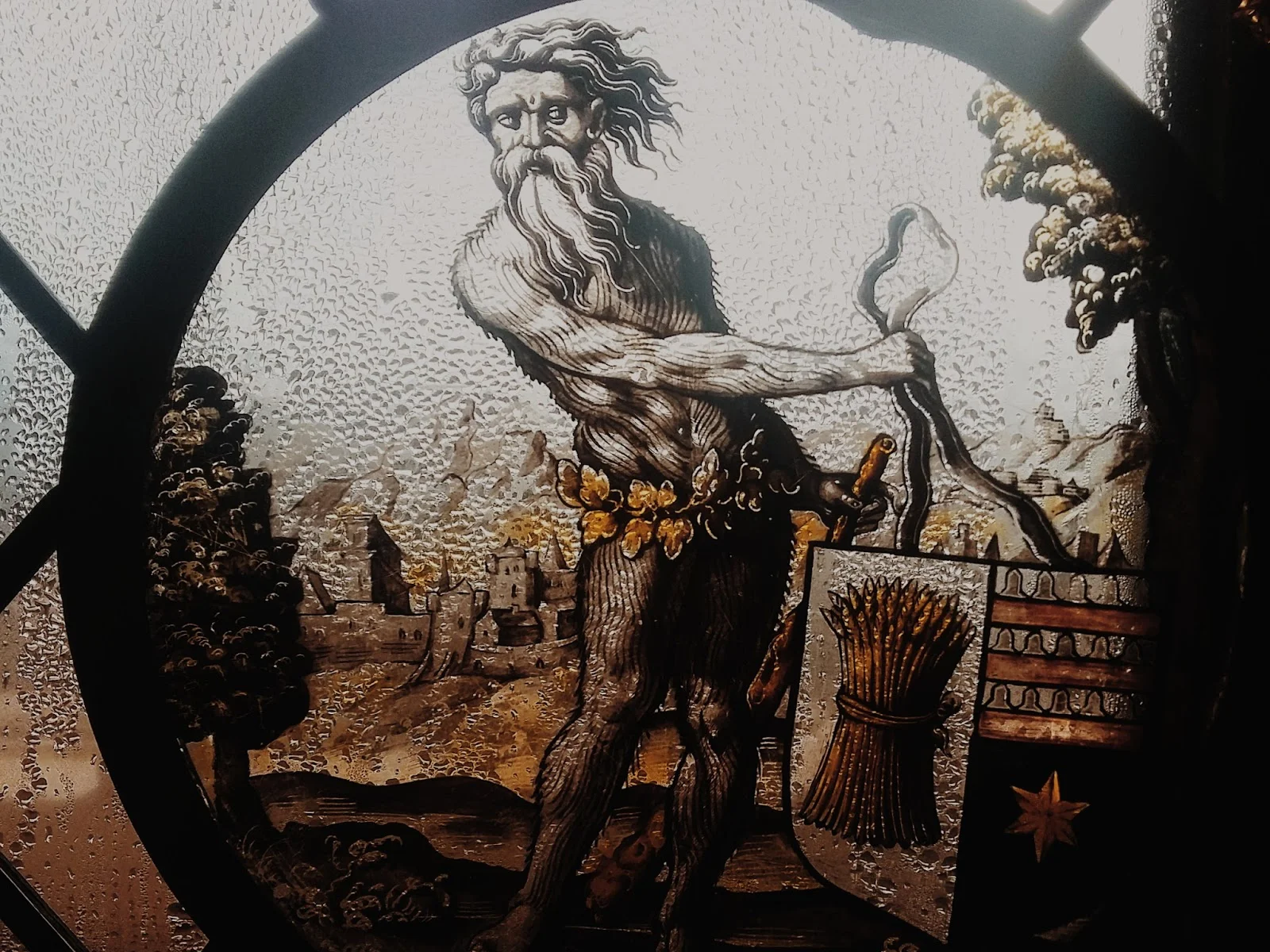 Stained glass wild man. The Metropolitan Museum of Art, New York. Private photo.