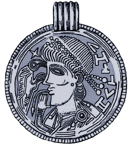 ketch of bracteate from Tjurkö, Sweden. Note the mouth.