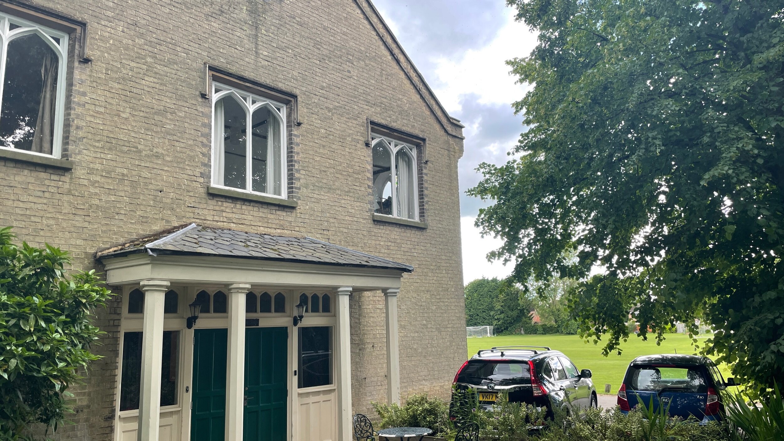 Front door and cricket pitch