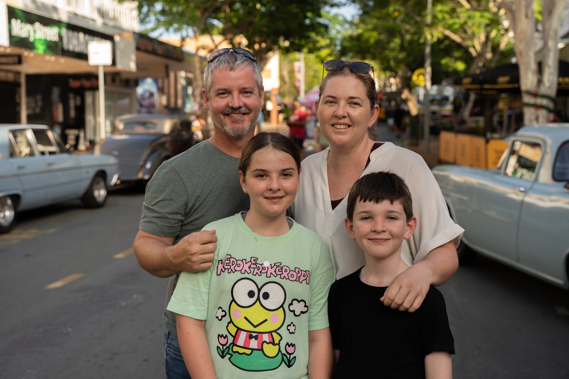  Chris, Lisa, Emma and Hunter Farnes enjoy ‘Mary’ Christmas in Gympie’s Mary St. December 2023 // The Gympie Times   