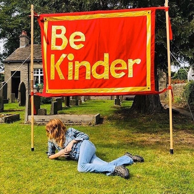 BE KINDER - this banner was created for a walking trail in the Peak District in collaboration with @jarvisbransoncocker and artist @jeremydeller 
L ❤️ V E this pic and sentiment be KIND to your inner and outer  environment ? :-) &ldquo;This project i