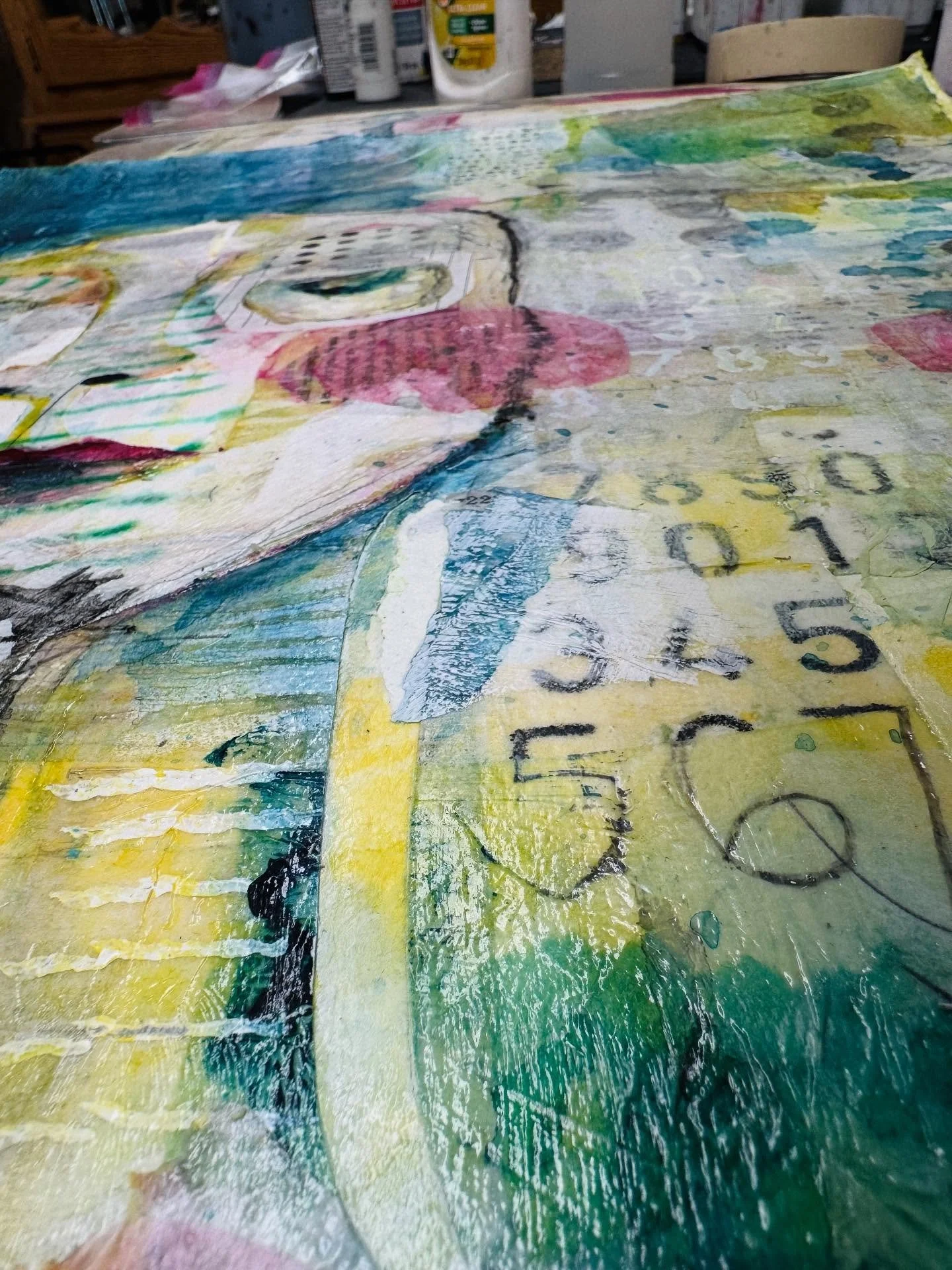 Not sure what her name is….. but finally had to call her done. Love some of her details. 
#mixedmedia #artist #collage #abstractart #colorandgrunge