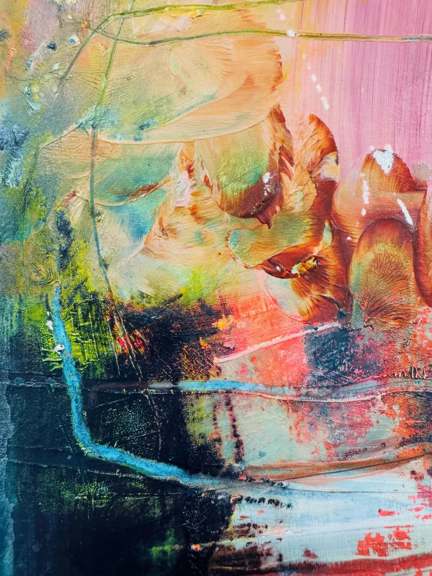 Paint vibes&hellip;. The push and pull of wet and dry. We shall see what I end up when the whole thing is actually dry. 

#acrylicpainting #artist