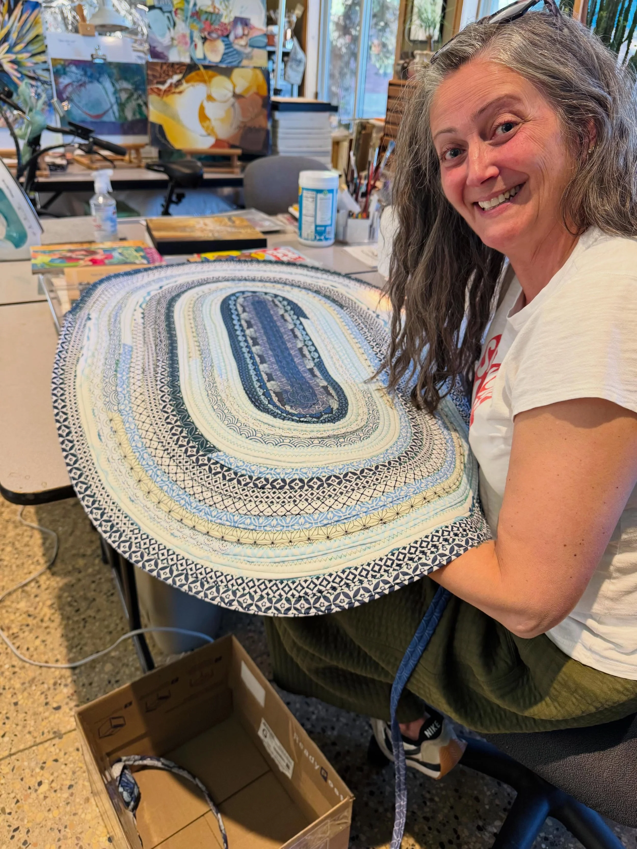 This. Has been a journey. The making of this rug. 

Sewed the strips wrong- the younger me would have left this project in a heap on the studio floor never to return or finish. ✨ and then today, the third sewing machine was the charm. Thank you @jsto