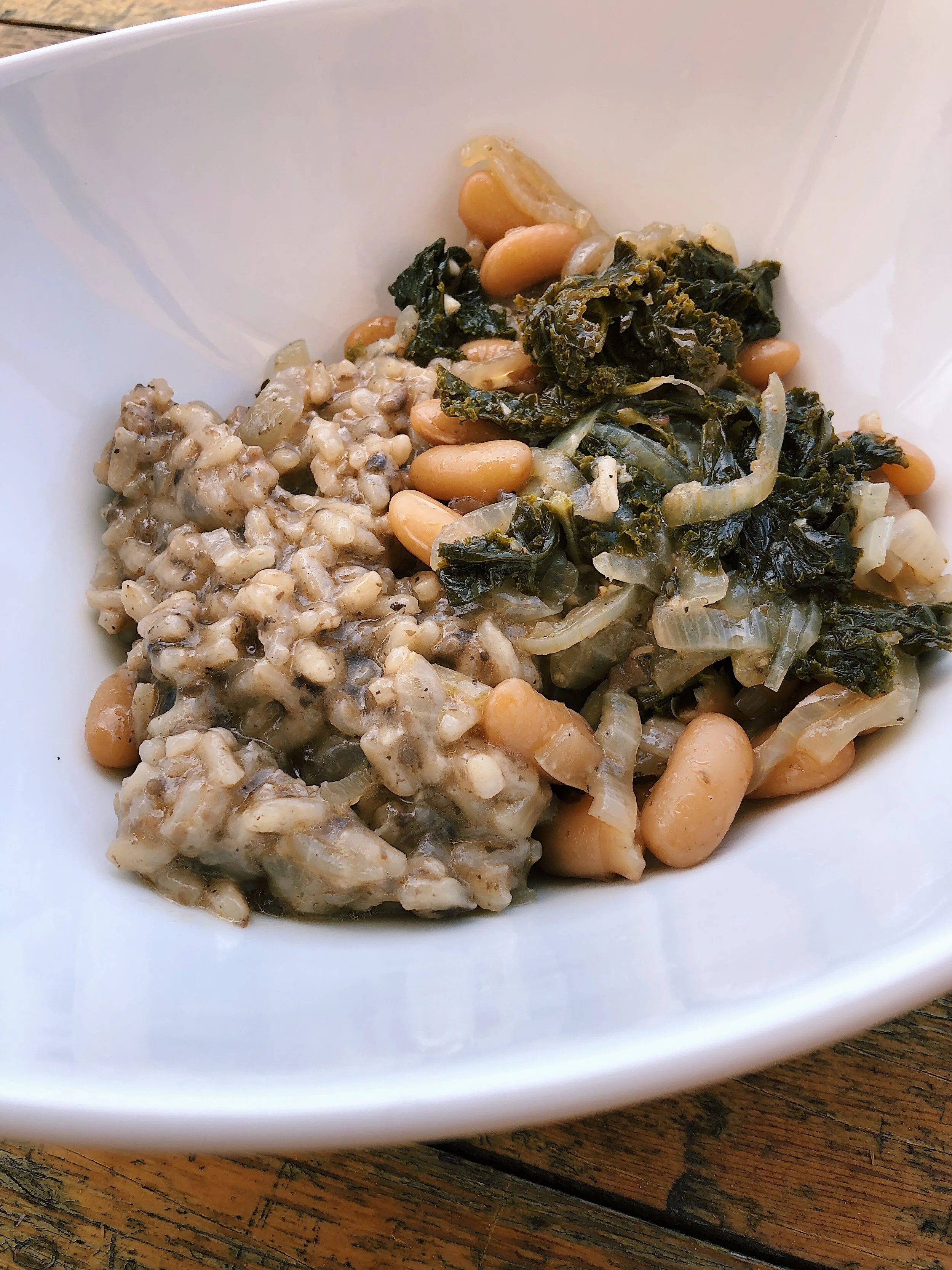 Mushroom Risotto with Kale &amp; Onions for Friday