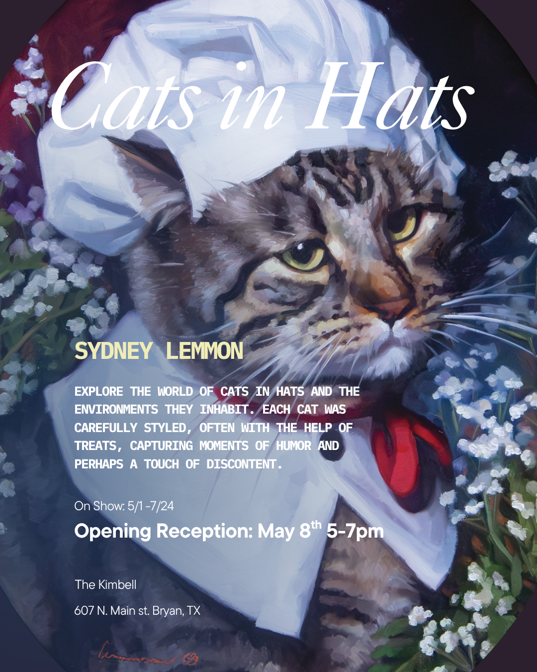 Opening Reception for recent PVFA graduate, Sydney Lemmon - Cats in Hats