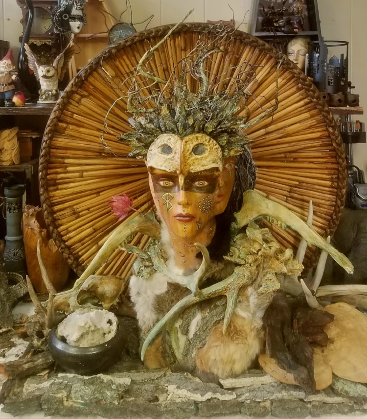 Triple Goddess. Maiden, Mother, Crone. 1st Place Winner. 2018. Assemblage Art by Marcia Hahn. For Sale. Large Piece.