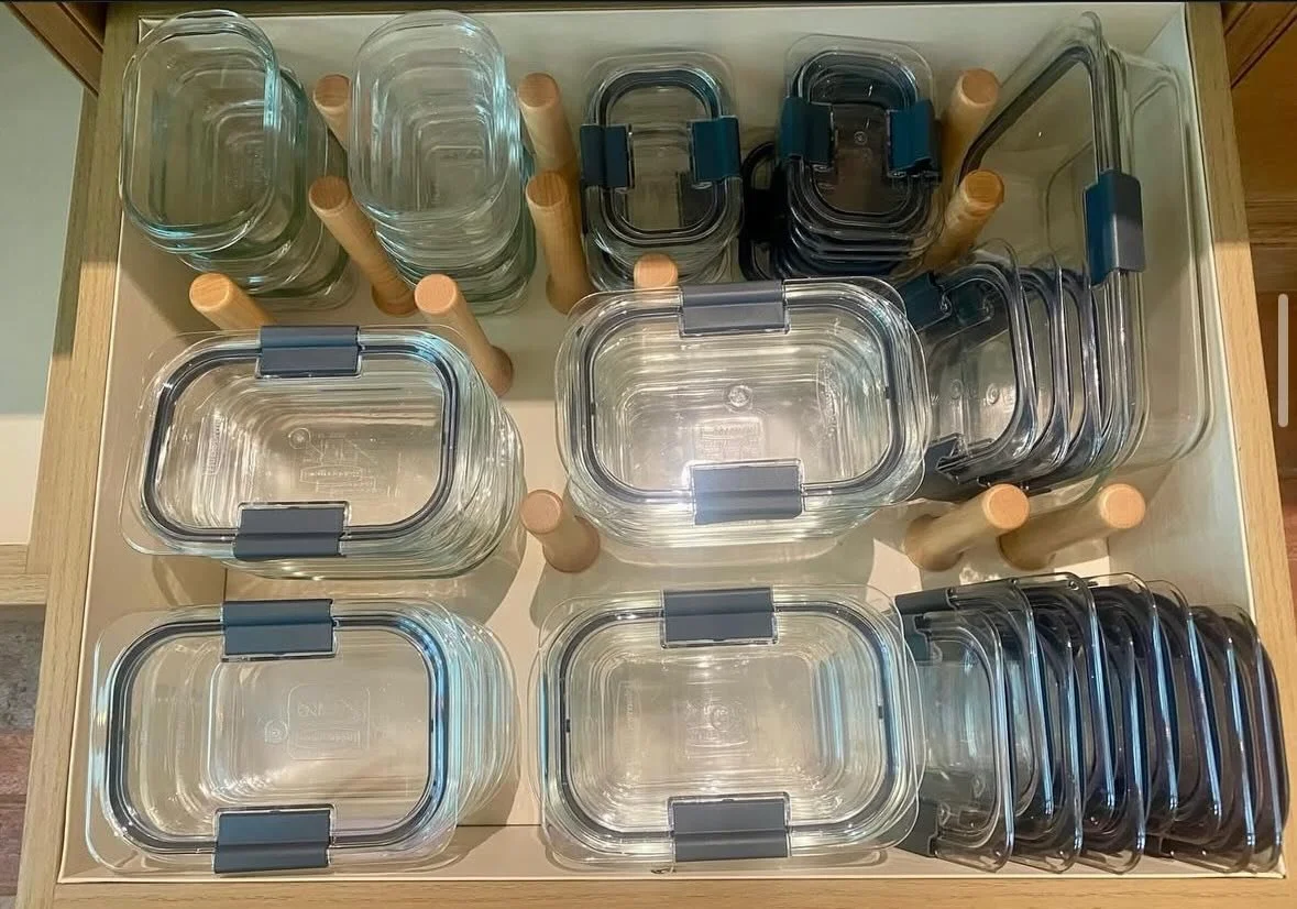 How does your Tupperware storage drawer look right now? 👀

If it looks like a tornado ran through it, you might love utilizing a storage system like this one! These peg drawer inserts serve so many amazing purposes. Tupperware and food storage conta