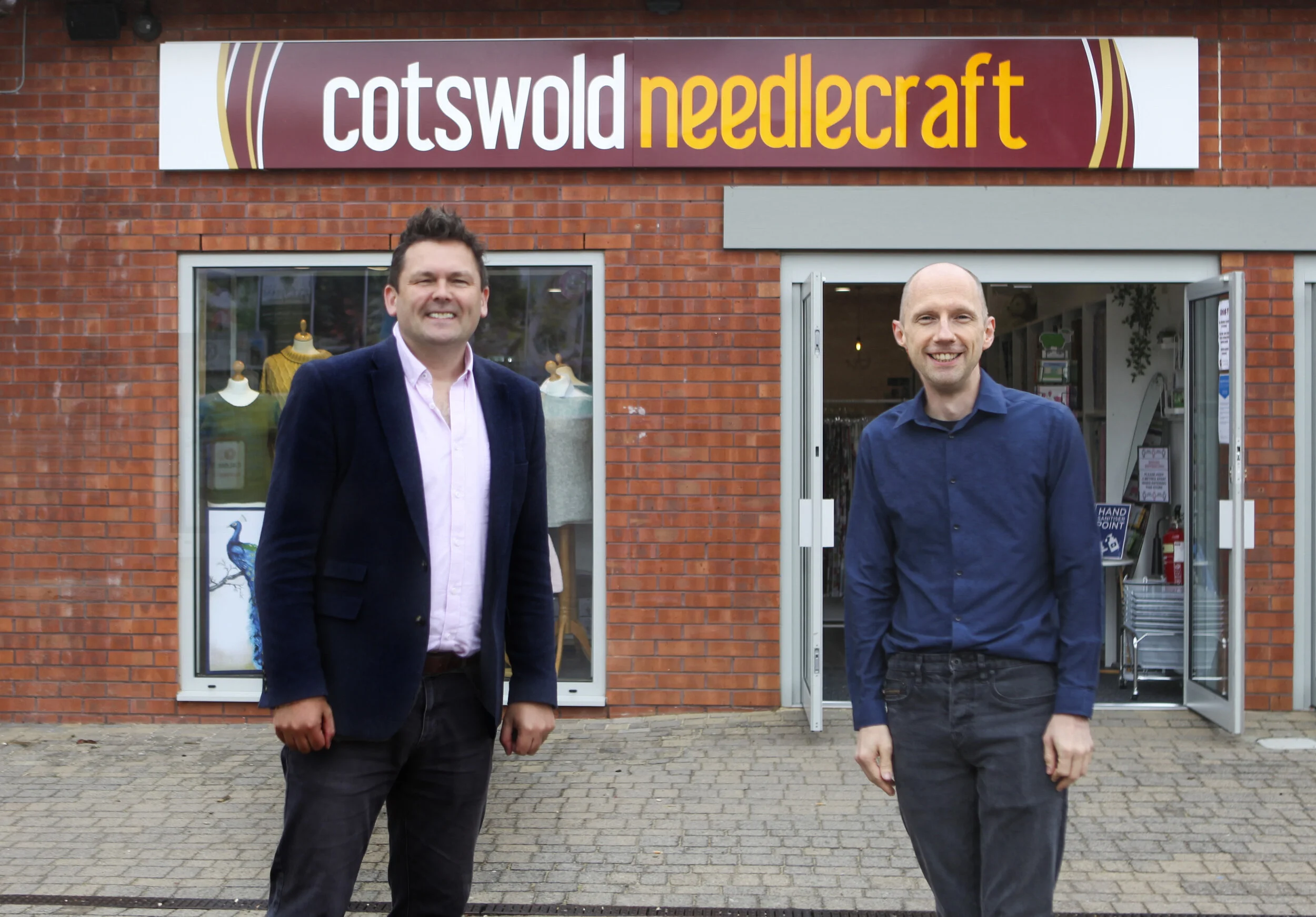 Pictured: Eagle One Marketing Director, Phil Maclean and Adam Spiers, owner of Cotswold Needlecraft.
