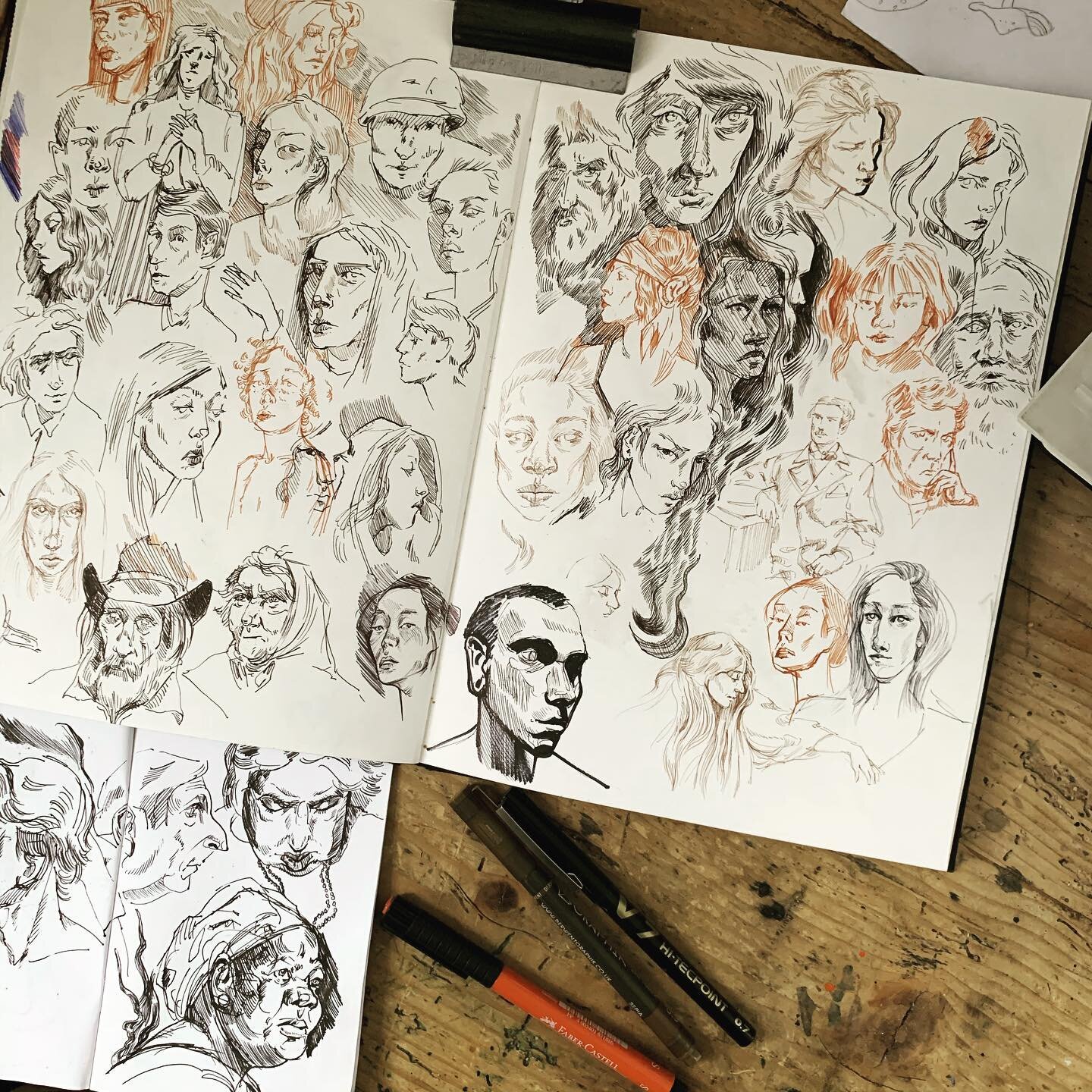 Quick pen studies, indelibility to challenge my perfectionist tendencies...
. 
.
.
.
#sketchbook #sketch #pen #portrait #faces