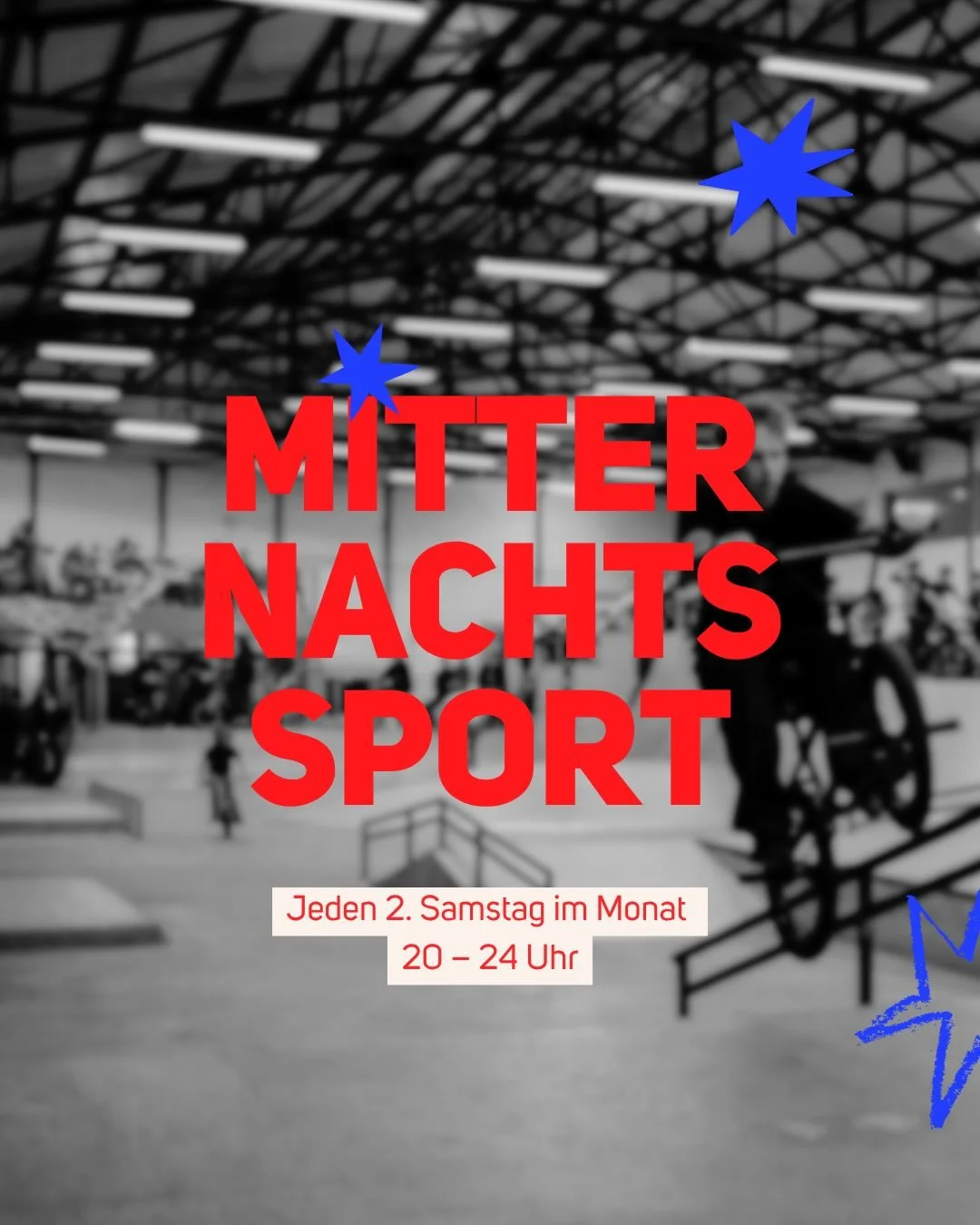 🌚Nachts in der Skatehalle 

Der Mitternachtssport in Hannover ist ein offenes, kostenloses Angebot f&uuml;r Jugendliche und junge Erwachsene und wir sind einer von 11 Standorten.

Bei uns hei&szlig;t das: Raum zum fahren, egal ob du gerade erst anf&