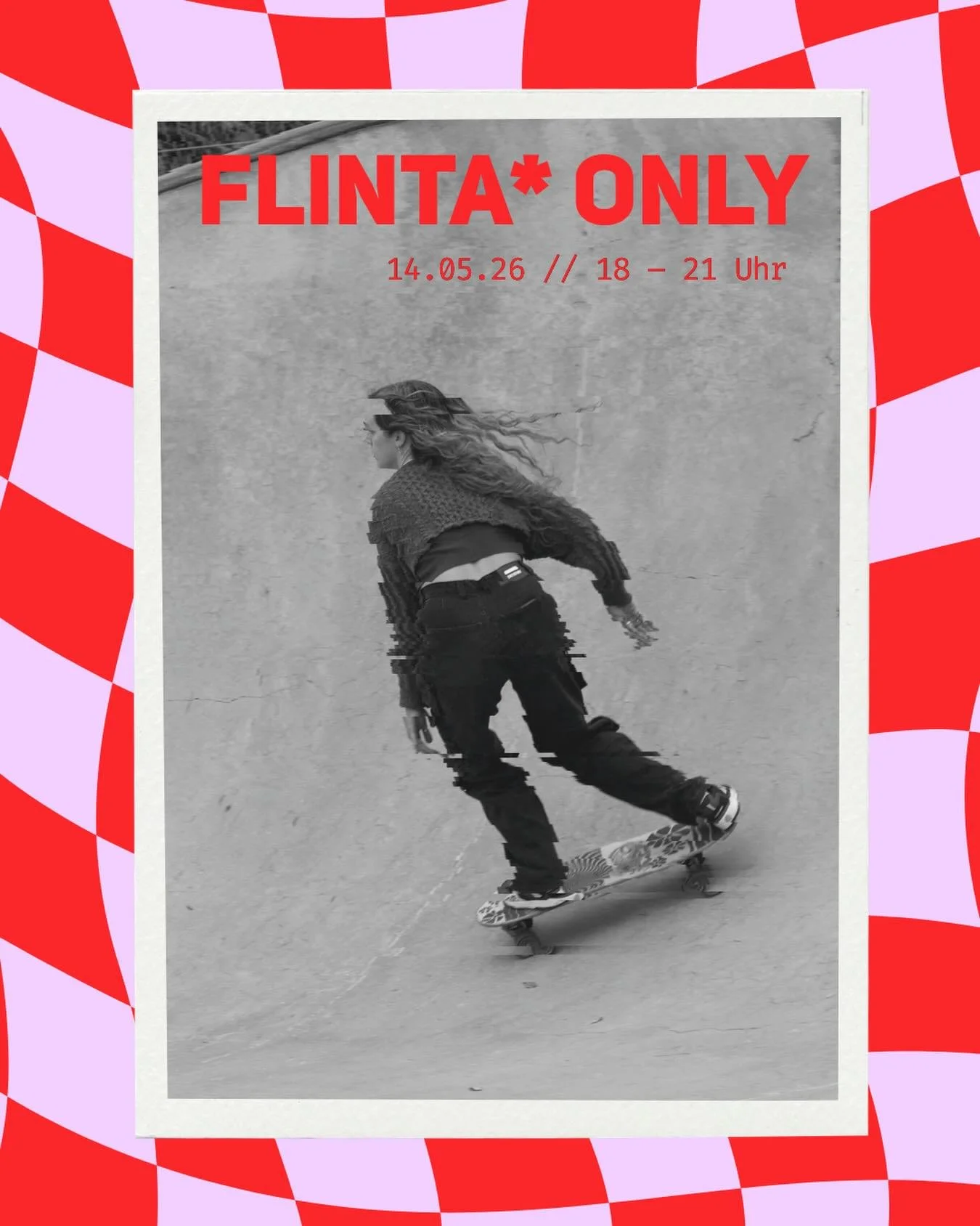 FLINTA* only Session f&auml;llt nicht aus 💜
Auch wenn Donnerstag Himmelfahrt ist: Unsere FLINTA* Only Session findet, dank @terryberry.de &amp; @lillymaelaser wie gewohnt von 18&ndash;21 Uhr statt. Danke 🤩 

Jeden 2. Donnerstag im Monat geh&ouml;rt