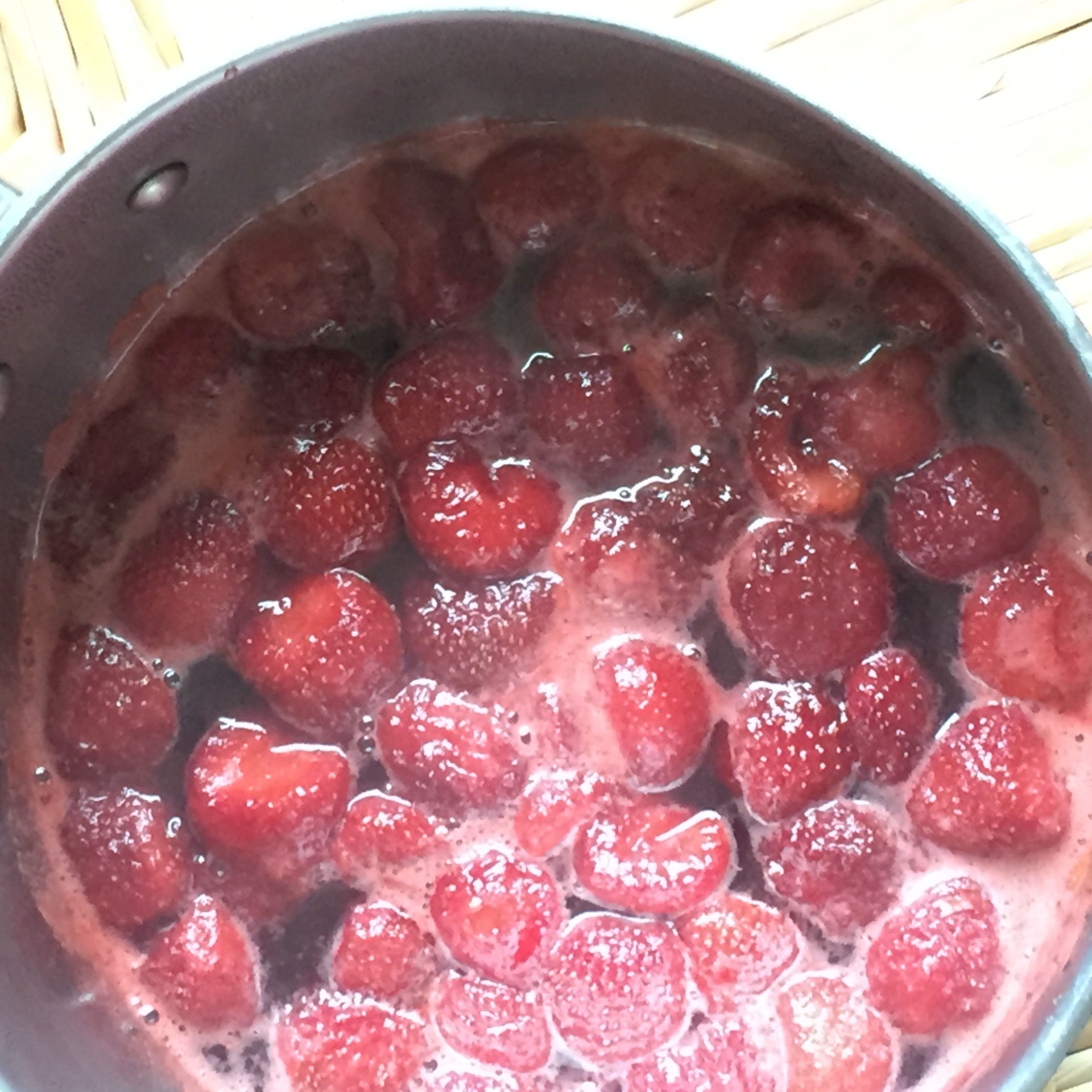 Step One of Quick Strawberry Jam