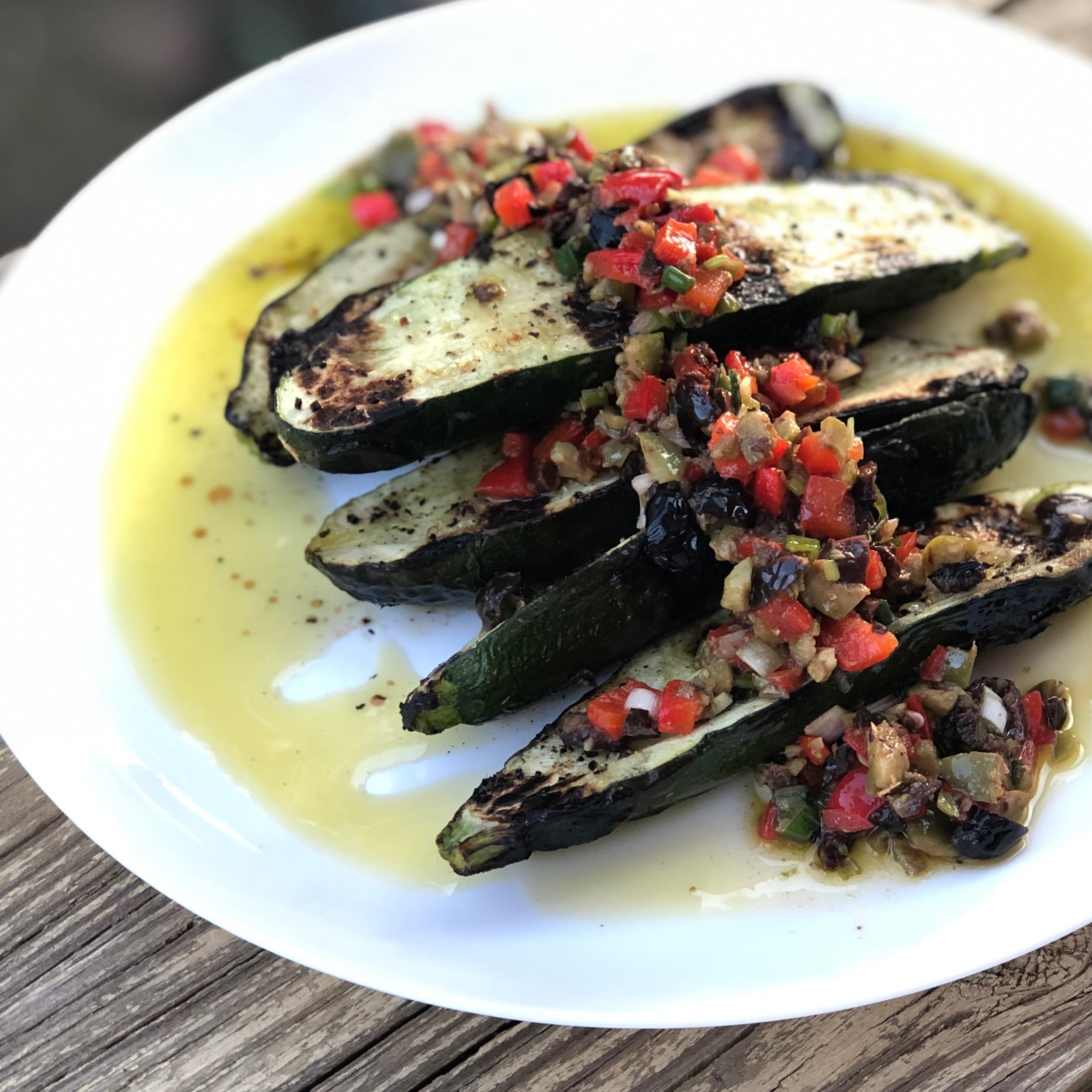  Grilled Zucchini with Olive & Caper Relish   