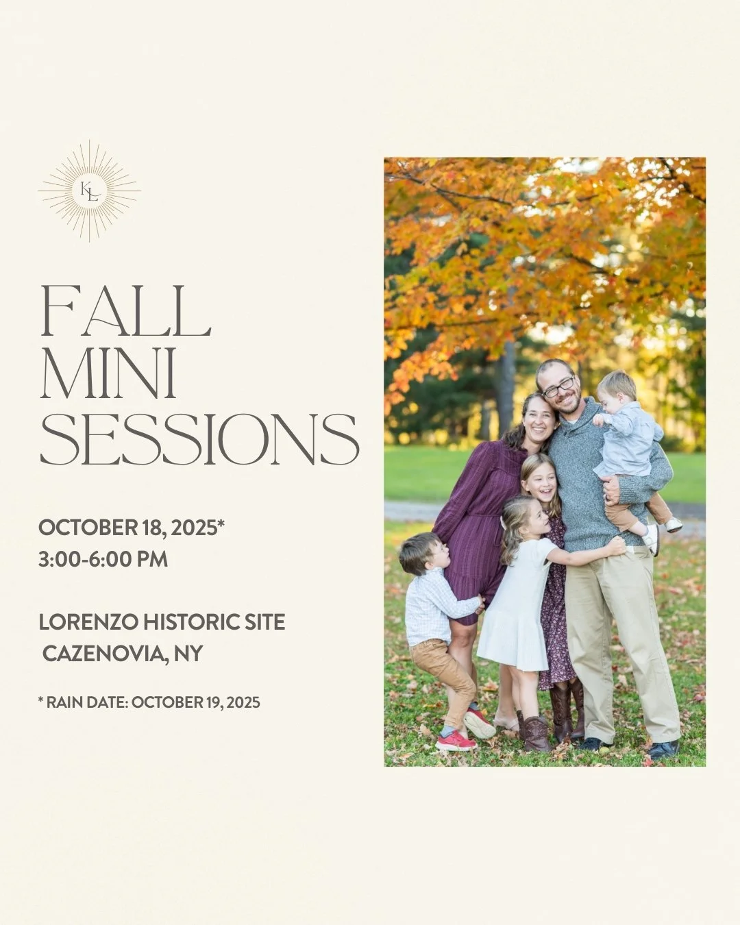 Fall Mini Sessions | October 18, 2025 | 5:00-5:30 PM
