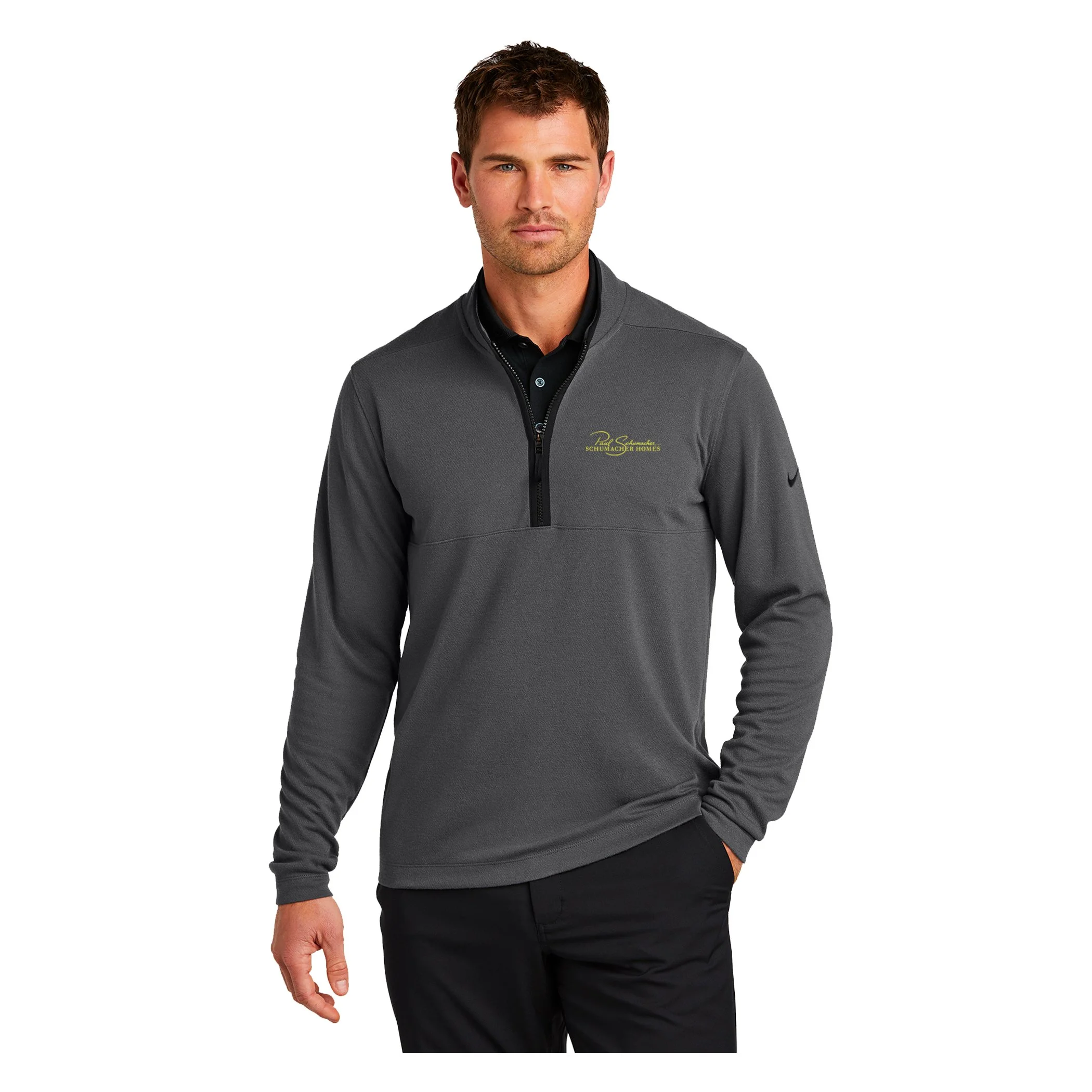 Nike Textured 1/2 Zip Pullover- Dark Grey