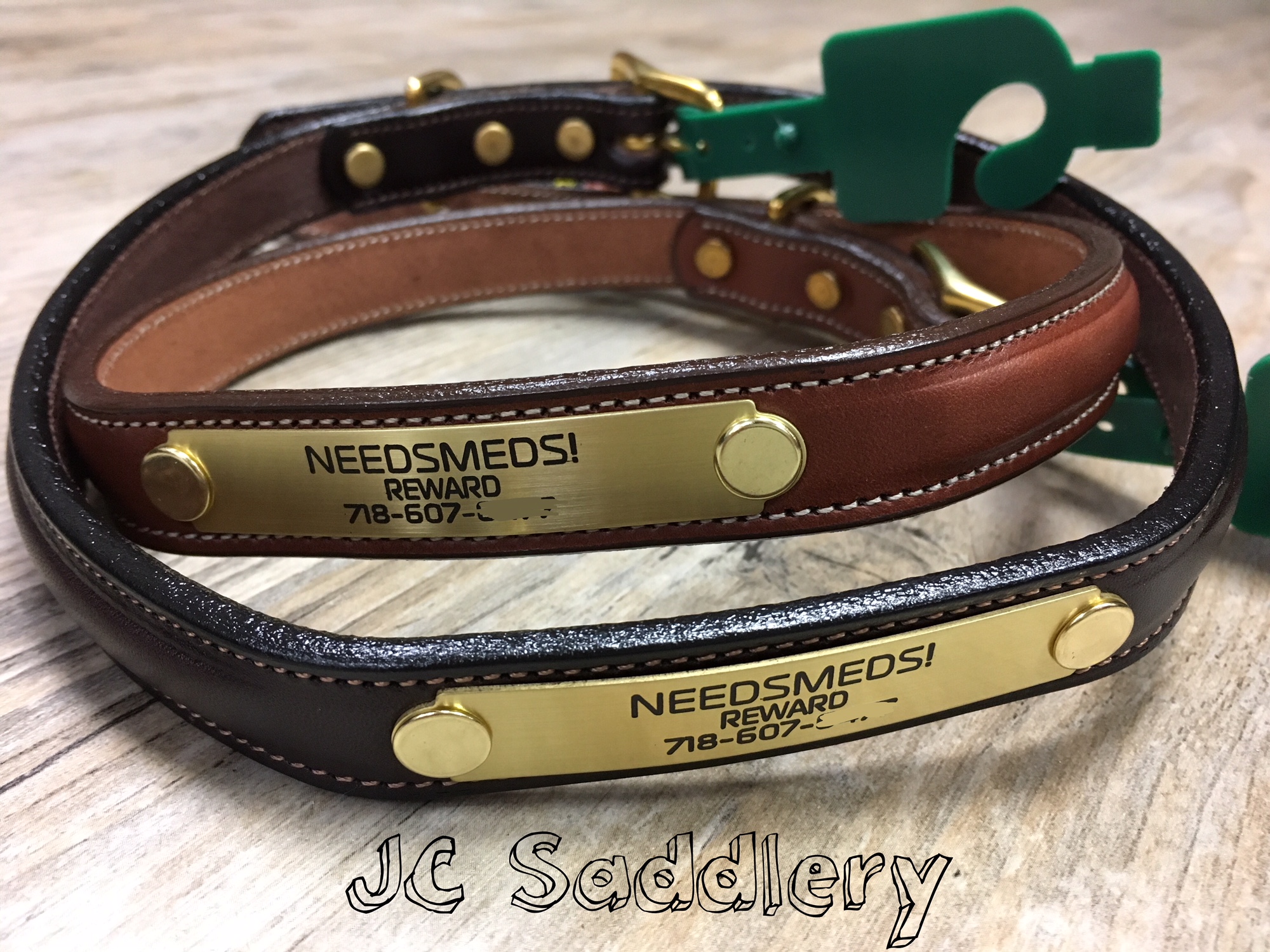 Raised Leather Collar with Custom Engraved Plate - Made in the USA — JC  Saddlery Online Store