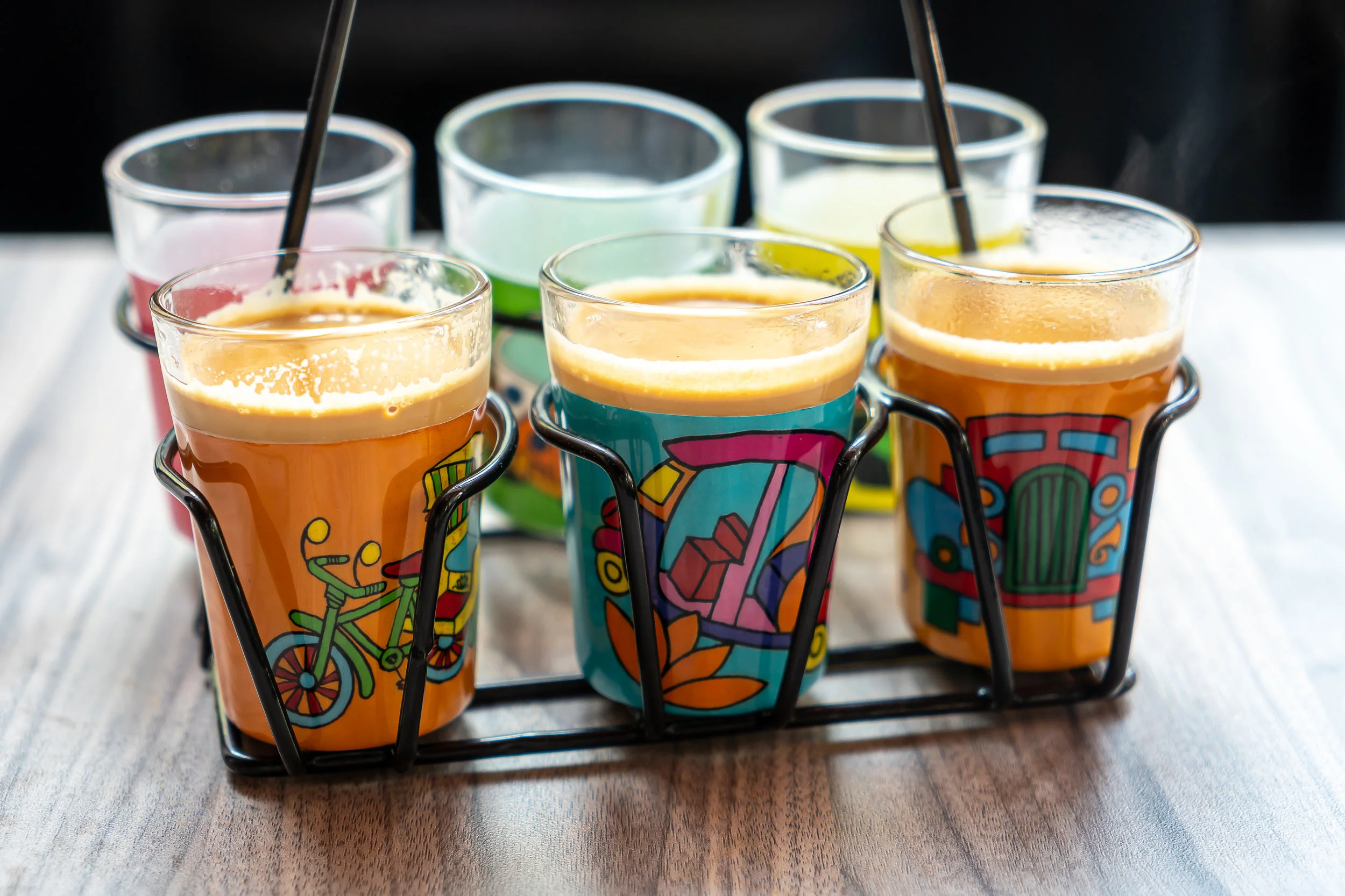 Lassis in colorful glasses? You need to charge your iphone before you come here. Photo Credit: Noah Fecks
