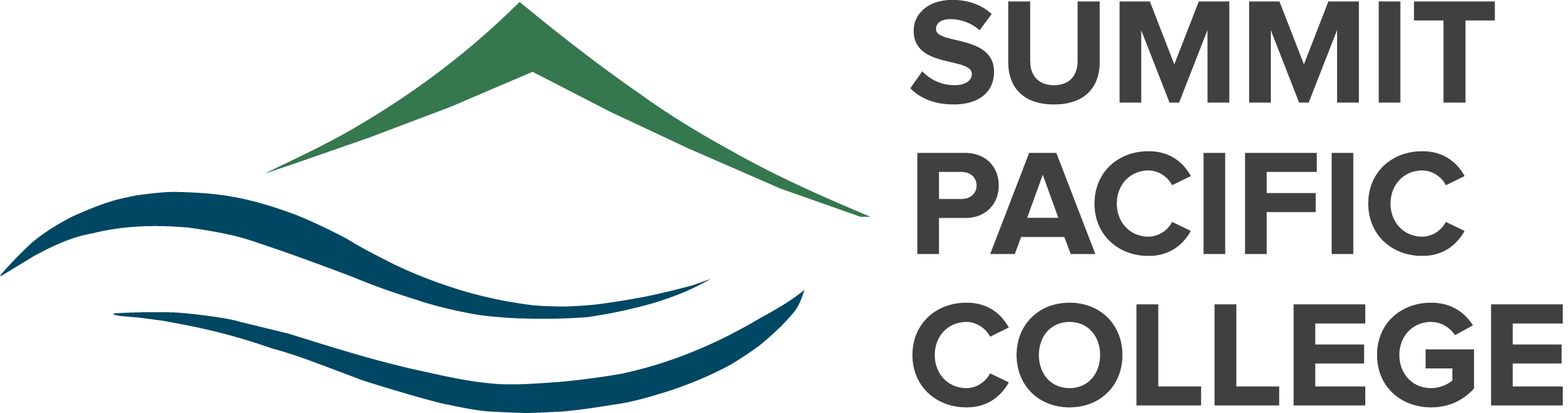 The college logo reflects Summit Pacific College's location on a mountain near the Pacific Ocean in the Fraser Valley