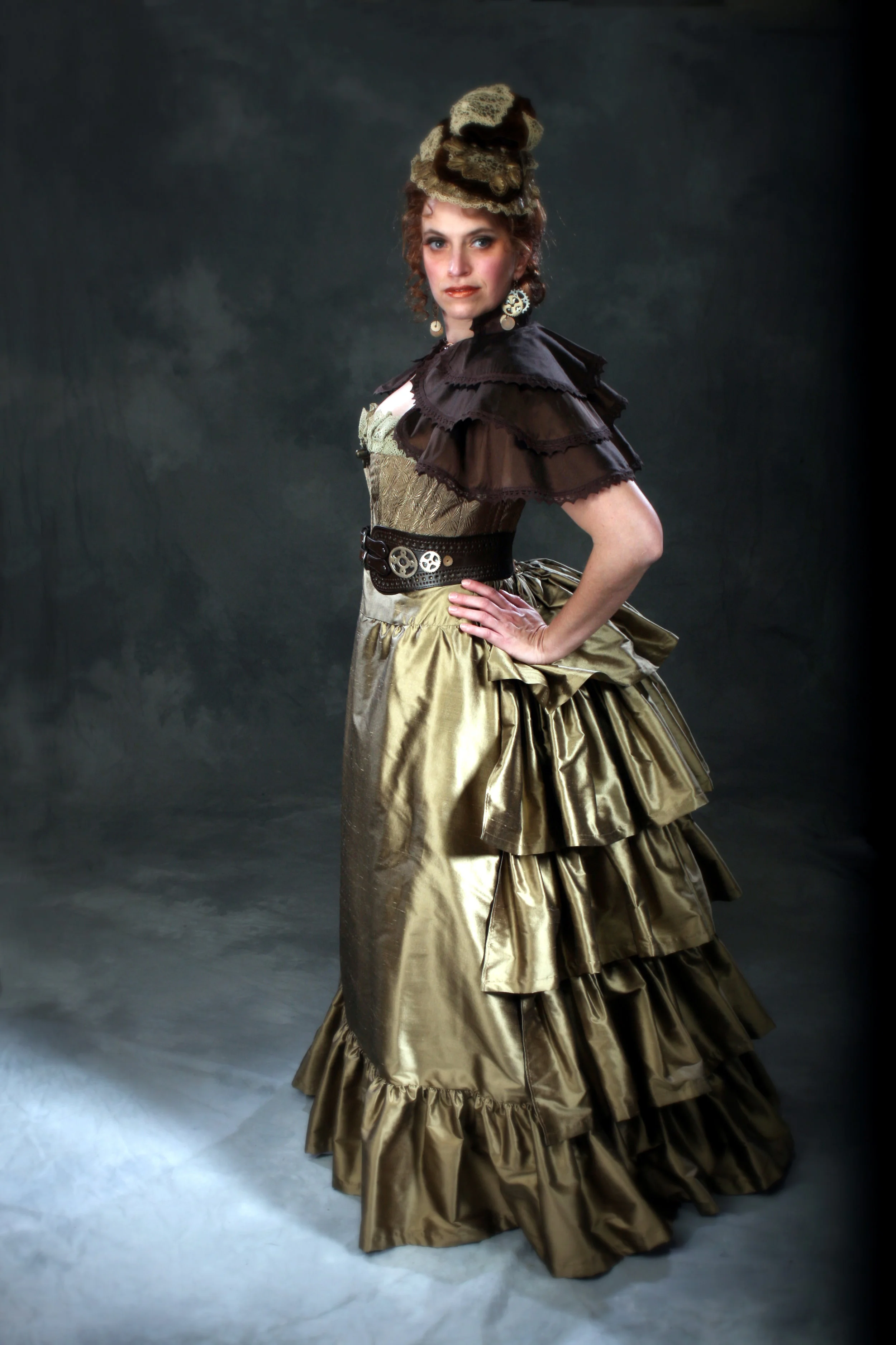 Steampunk styled c. 1880 Alice, Bustle Petticoat, capelet and belt