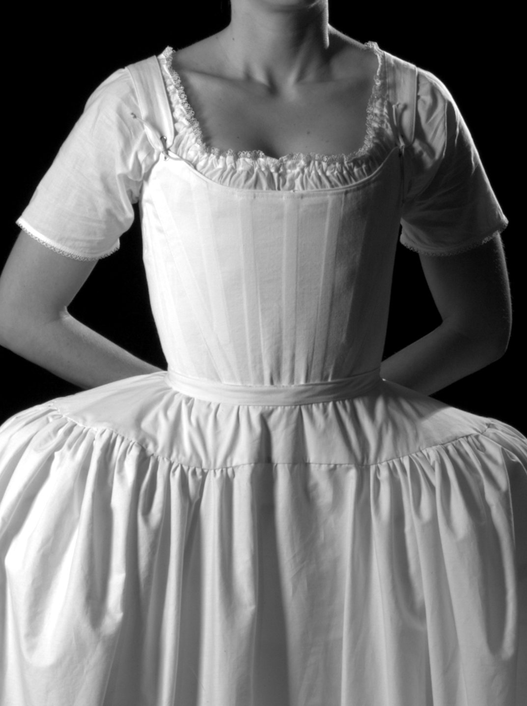 Period Corsets short sleeve chemise pannier.jpg