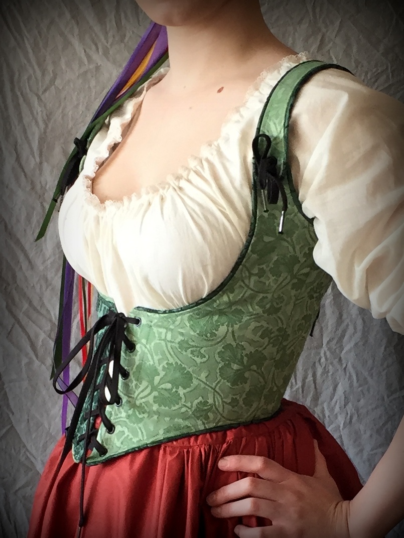 Green Gold Underbust Corset for Fairies, Elves, and Forest