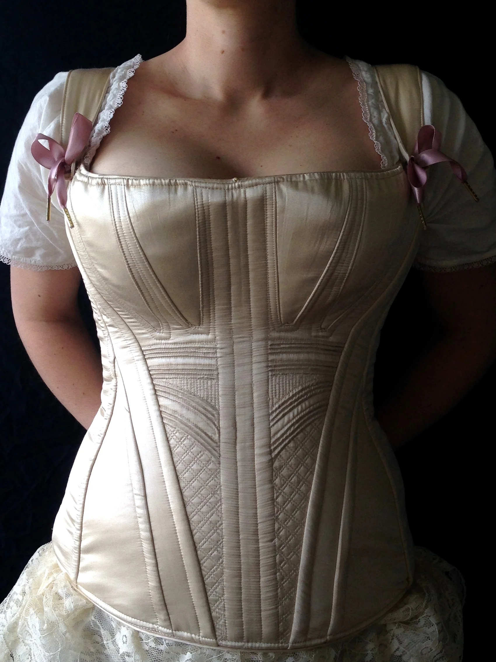  c.1835 Ada in silk charmeuse with added cording and stitching 