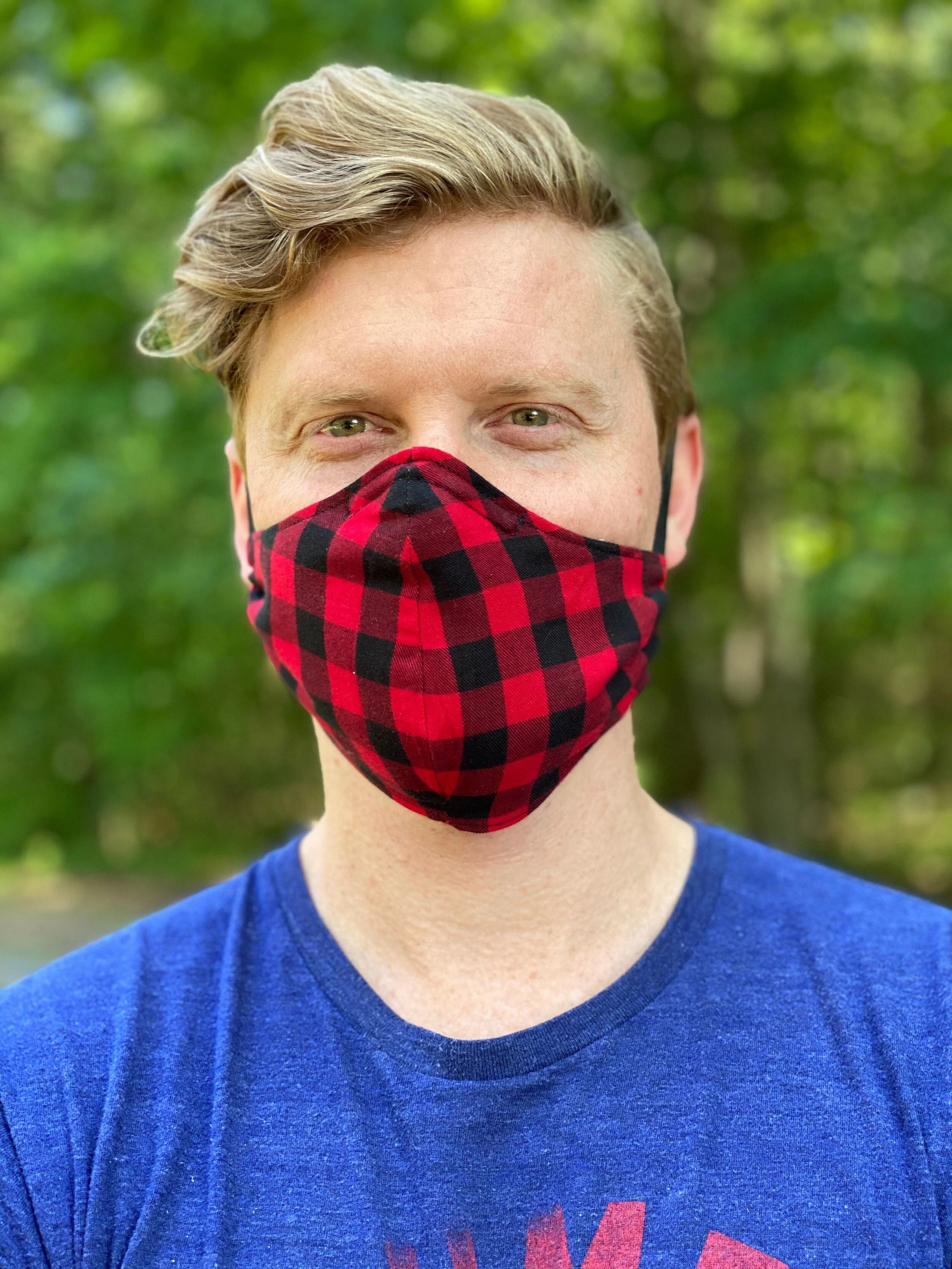 Red Plaid PNW PC Mask, Shaped with Filter