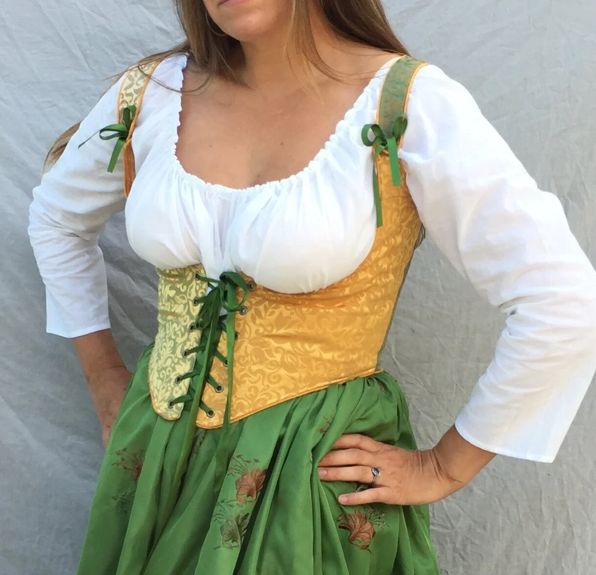 Renaissance Fair Underbust Corset Debossed Leather Underbust Corset | Renaissance Faire Costum  main image 4