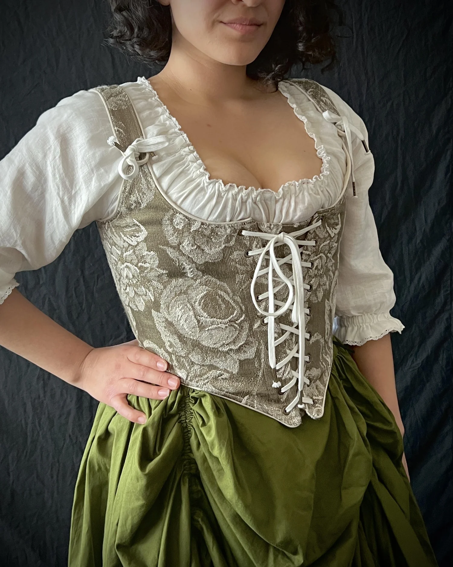 Ren Faire Bodice- Sage Tapestry  Period Corsets