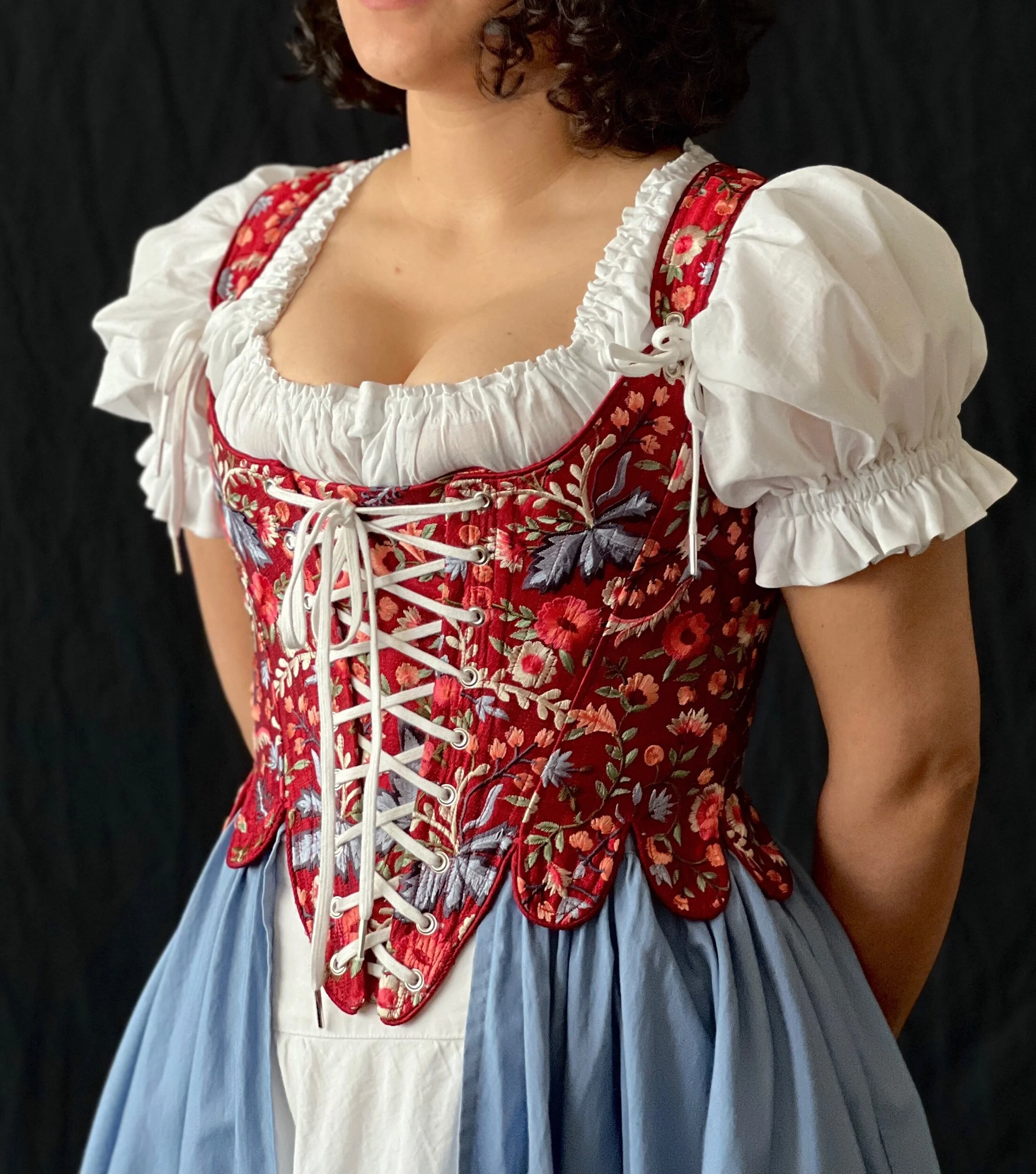 Ren Faire-Marie w/Tabs Red Embroidered