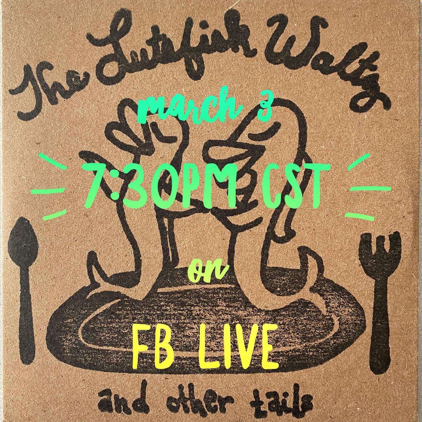 Please join us Wednesday evening on FB Live as we perform the music live and share tales about our second EP, the Lutefisk Waltz and other tails!

#tailsandtales #seewhatididthere #lutefisk #fendrickandpeck