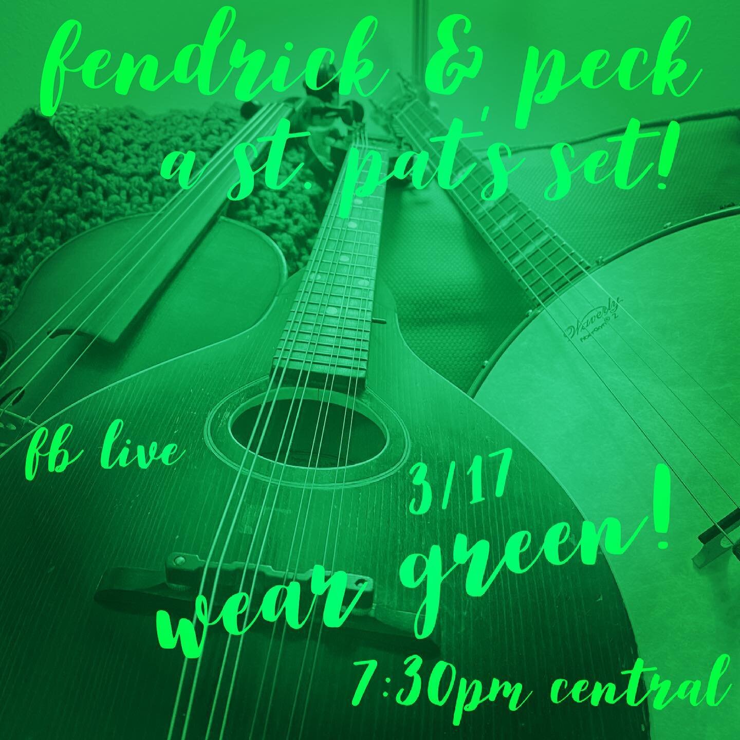 Lovin&rsquo; on some Irish songs this Wednesday night. Join us in the fun from the comfort of your living room! #dontforgettoweargreen🍀